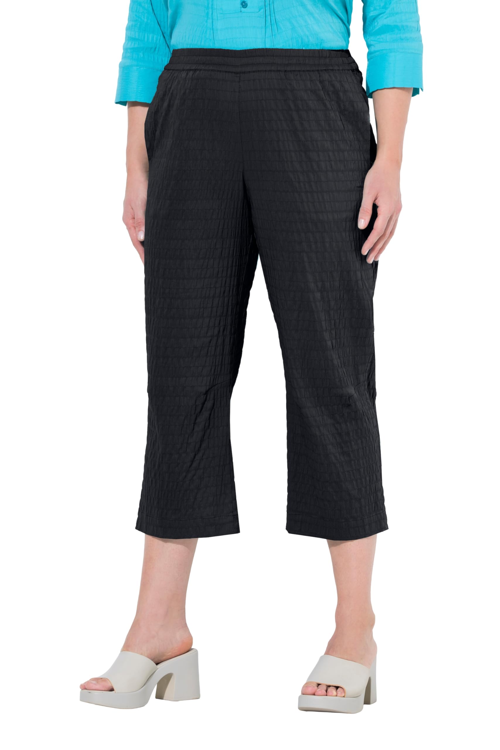 Ulla Popken Damen große Größen Übergrößen Plus Size 7/8-Hose Ruby, geformtes Knie, gerades Bein, Elastikbund 839528