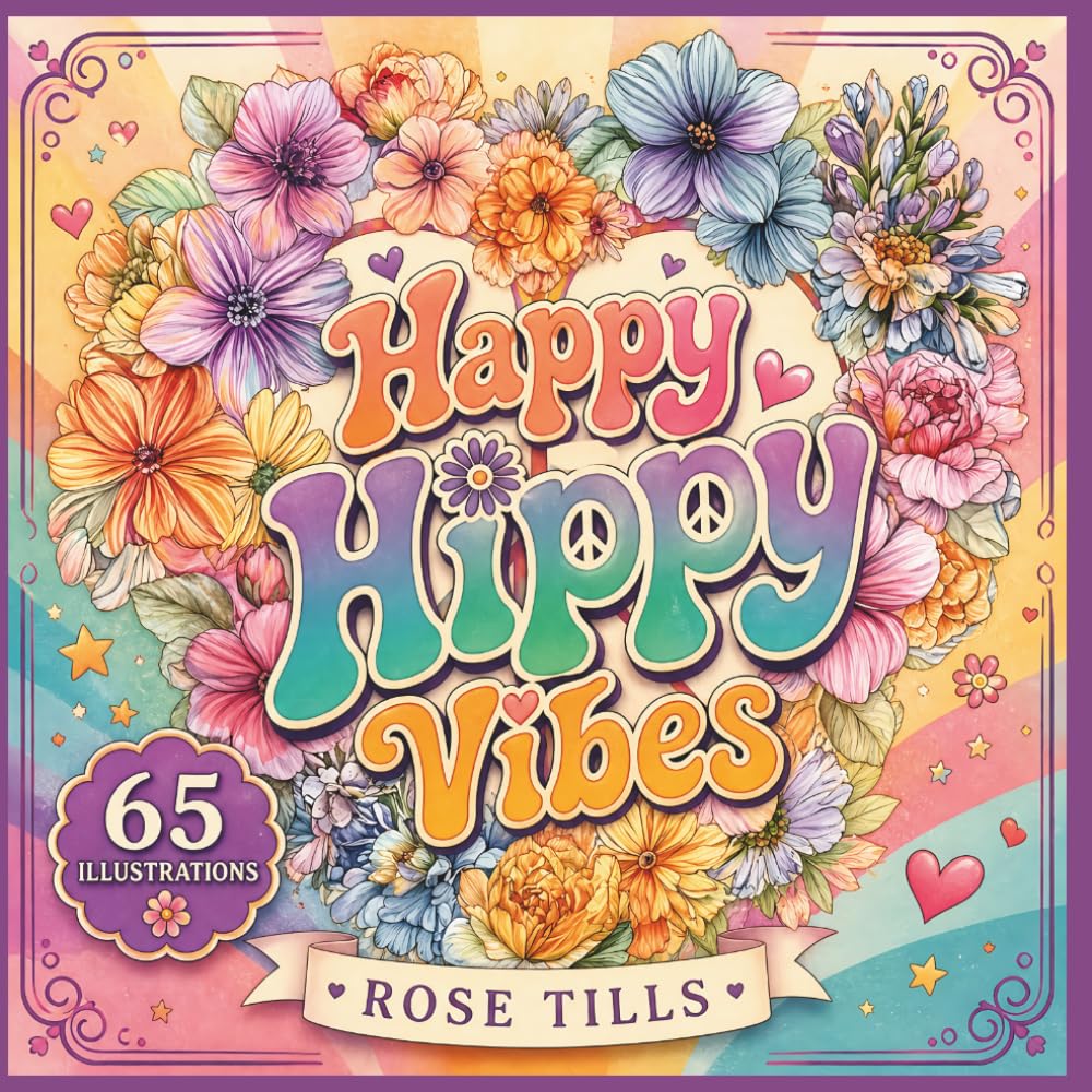 Happy Hippy Vibes Colouring Book: Colour your way through peaceful, hippy-inspired designs that spark creativity and relaxation!
