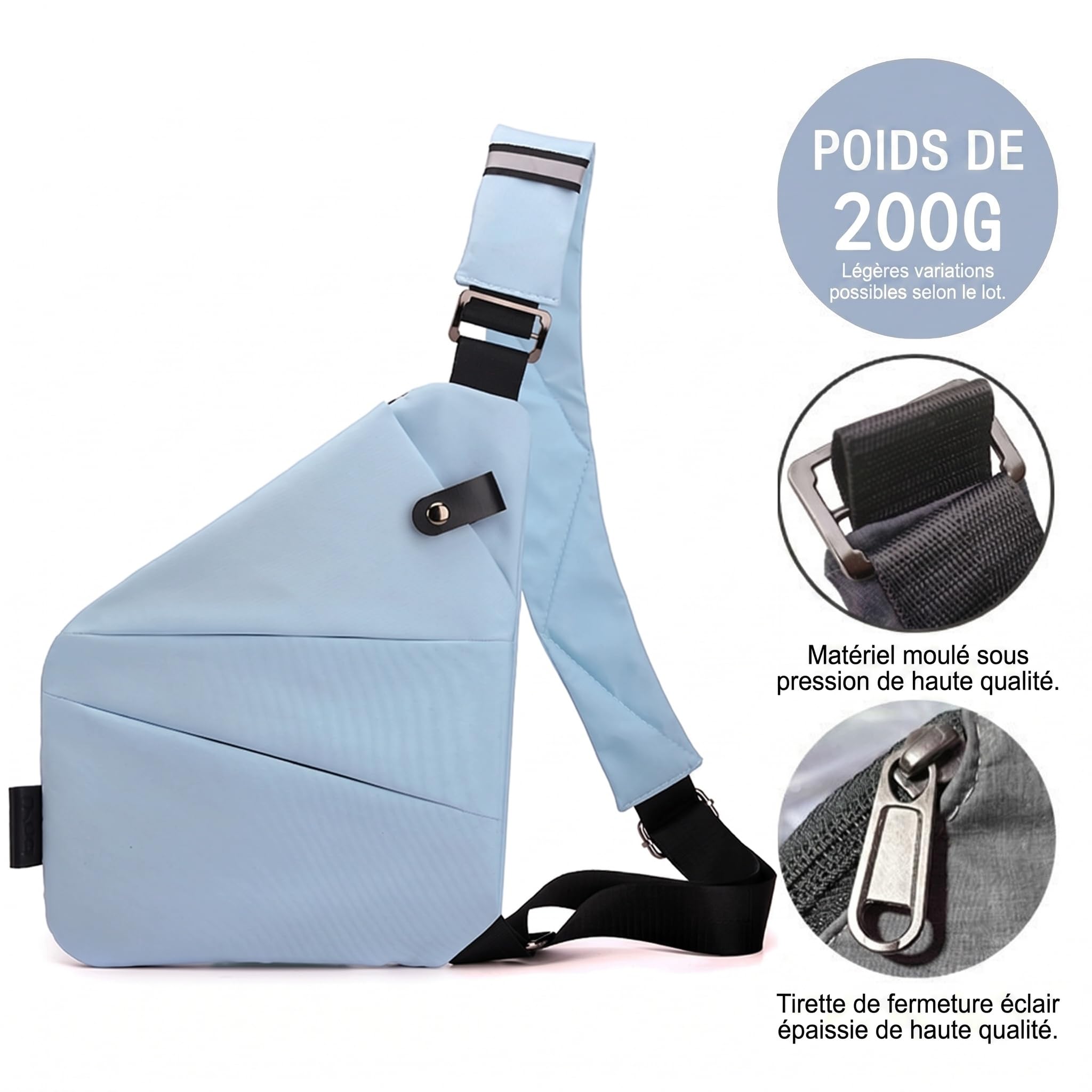wanroy sac de voyage antivol wanroy+, Sac Banane Antivol Imperméable avec Fermetures Cachées, 3 Compartiments, Poche Téléphone Sécurisée, Bandoulière Réglable, Sac Poitrine Voyage Homme Femme