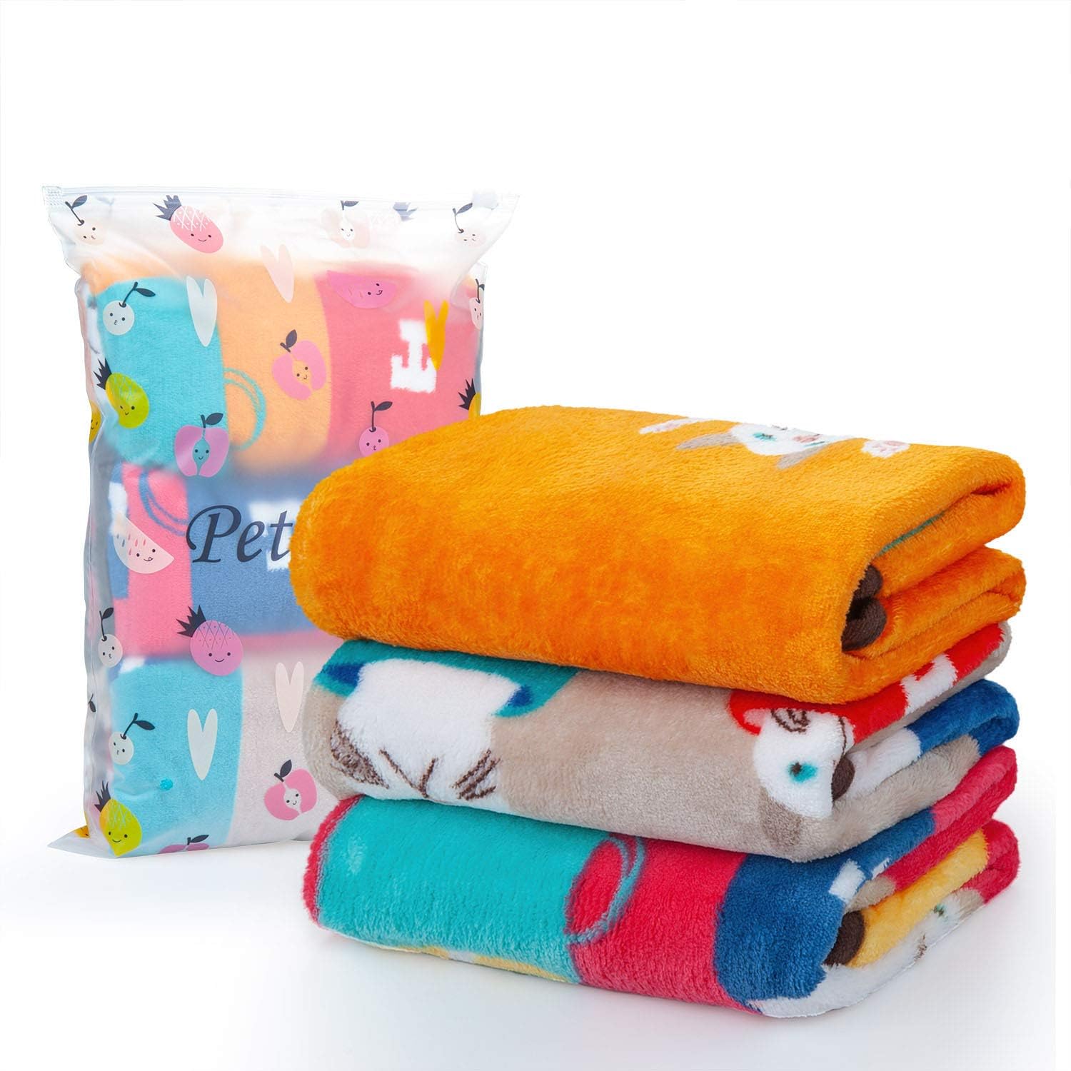 Pet Soft Flannel Blankets for Dogs - 3 PCS Premium Cats Dog Blankets Heavy-Duty Puppy Blankets for Small Medium Dogs