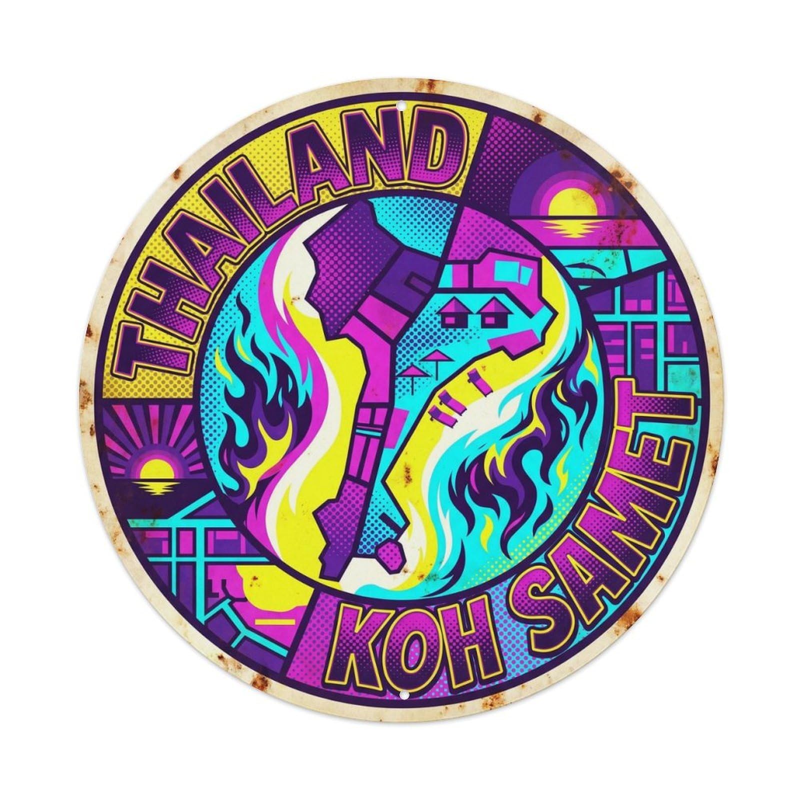 Samet Island Thailand Ocean Coast Retro Graphic Metal Tin Sign