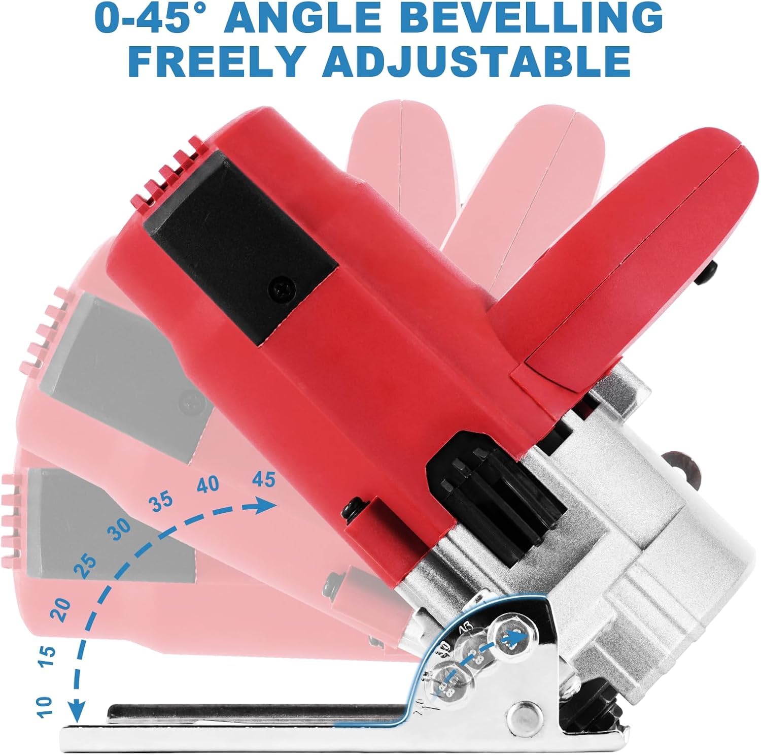 MXBAOHENG 2800W Cortadora eléctrica de azulejos 0-45 grados Sierra seca para azulejos Profundidad de corte 0-30mm Sierra eléctrica para azulejos con 3 cuchillas para cerámica/azulejos (cuchilla 110mm）