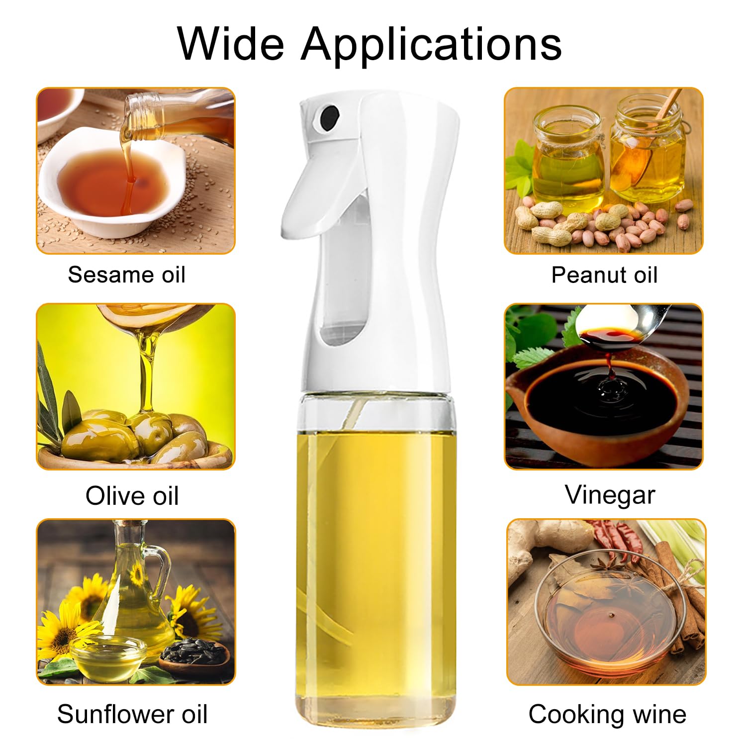 Spray à Huile De Cuisine Eupneicu - 200 Ml, Pulvérisateur D'Huile Pour Cuisson Saine, Friteuse Air, Salades - Blanc