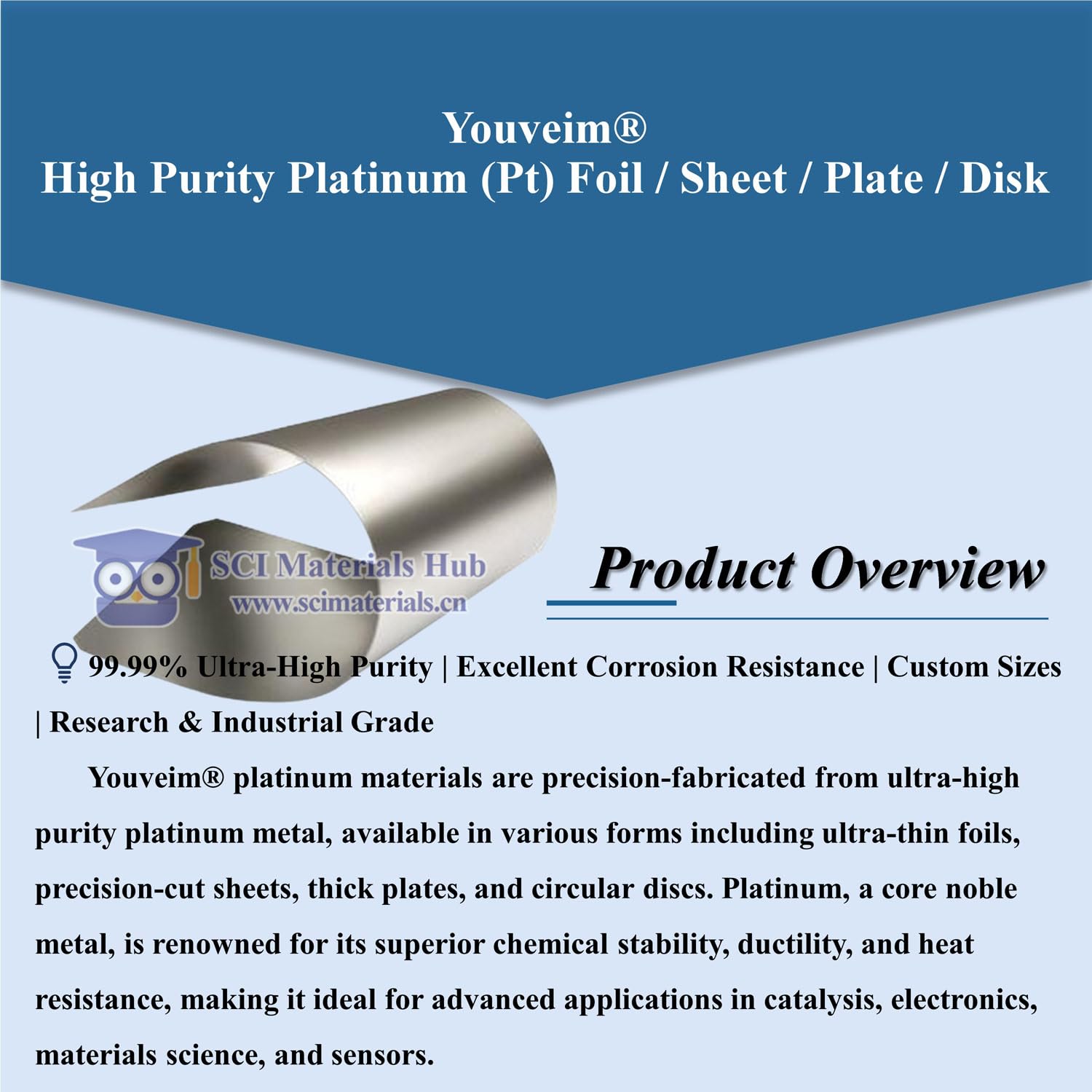 Generic High Purity Platinum (Pt) Foil Plate Counter Electrode for Supercapacitors (1, 0.20mm_10x10mm)
