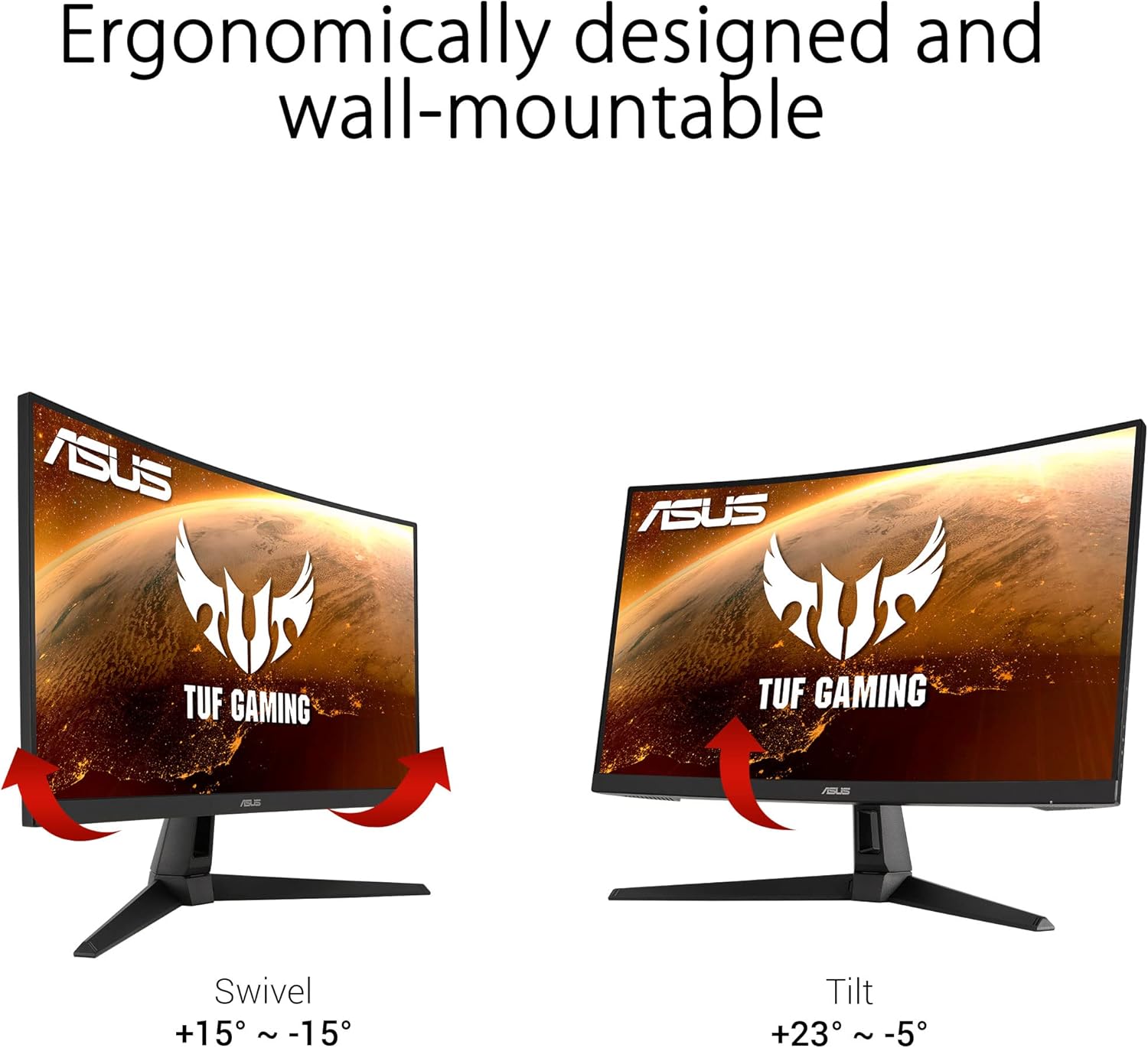 ASUS TUF Gaming VG27VH1B Gaming Monitor –27 Full HD (1920x1080), 165Hz, Extreme Low Motion Blur™, Adaptive-sync, FreeSync™ Premium, 1ms (MPRT), Curvo ASUS TUF Gaming VG27VH1B Gaming Monitor –27 Full HD (1920x1080), 165Hz, Extreme Low Motion Blur™, Adaptive-sync, FreeSync™ Premium, 1ms (MPRT), Curvo