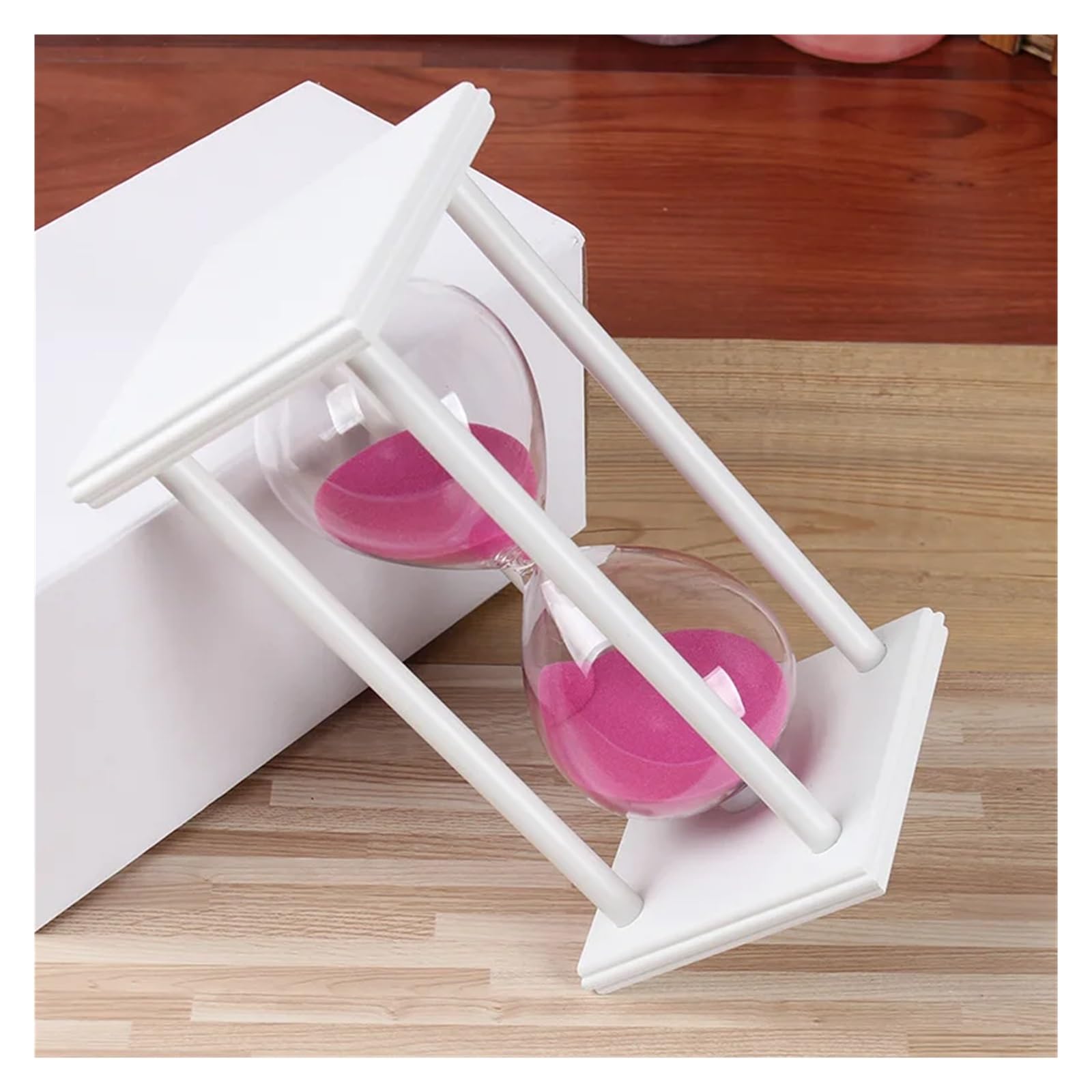 Sanduhr Sand Timer Küche Schule Moderne Holz Stunde Glas Uhr Tee Hause Dekoration Geschenk(Black PINK,60mins)