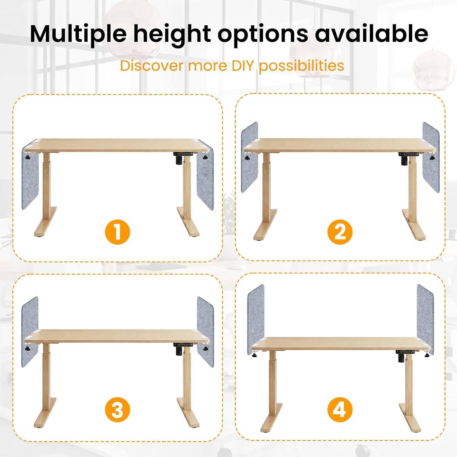 Desk Divider, Clamp On Felt Desk Privacy Panels, Acoustic Sound Absorbing Desk Partition for Office Desk, Reduce Distractions, Light Gray, 1 Pack, 24 x 24 in
