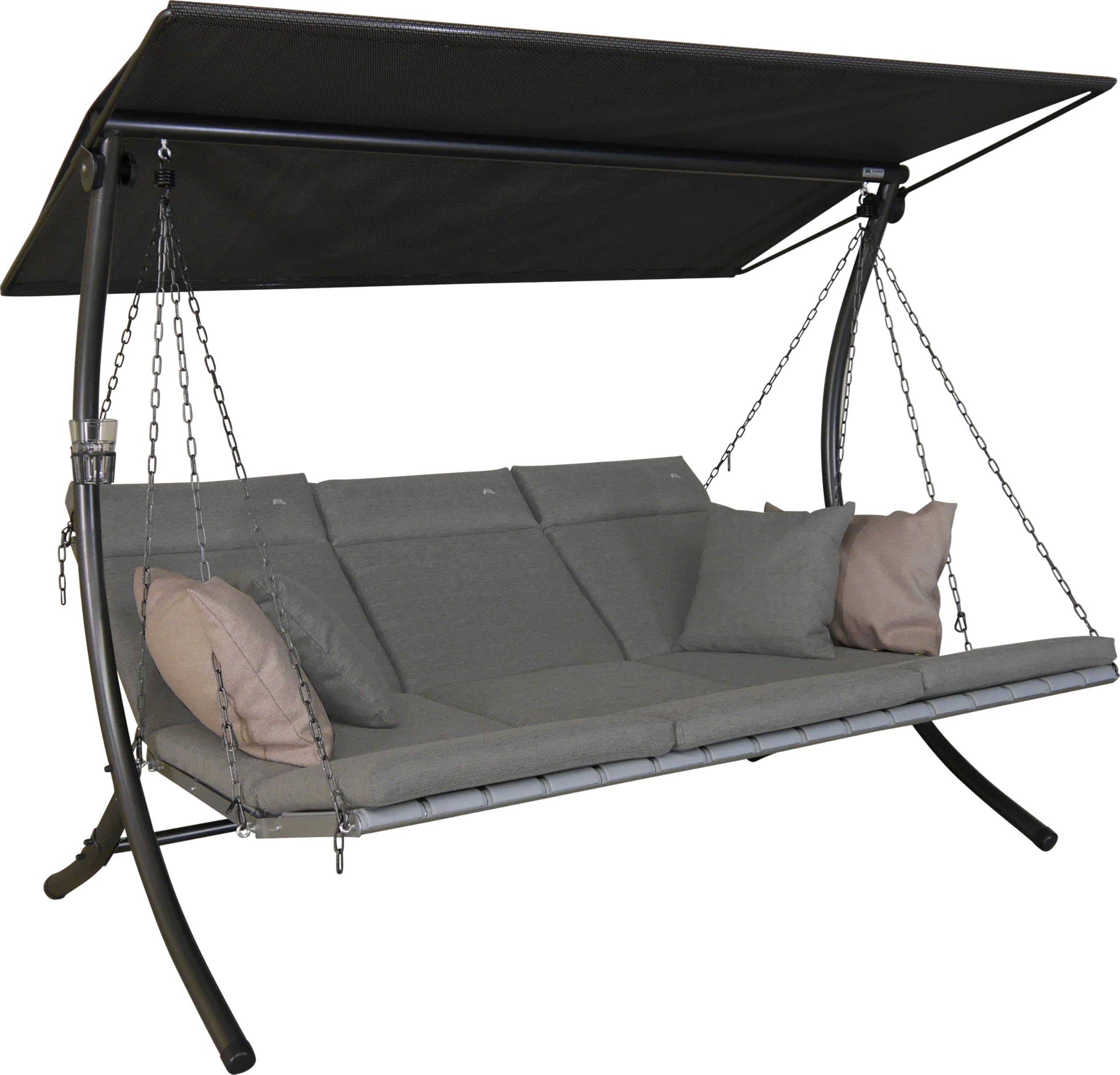ANGERER Hollywoodschaukel Luxus Smart hellgrau | Gartenschaukel Made in Germany, Schaukel zum Sitzen, Liegen und Entspannen, inklusive Bett-Funktion, einfache Montage
