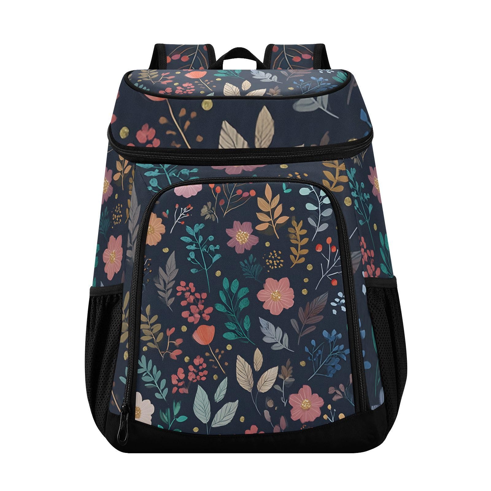 Wildflowers Weeds Dark Blue Grass Cooler Backpack Cooler Insulated Leak Proof Lunch Backpack 36 Cans Waterproof Soft for Men Women Picnic Hiking Camping Beach