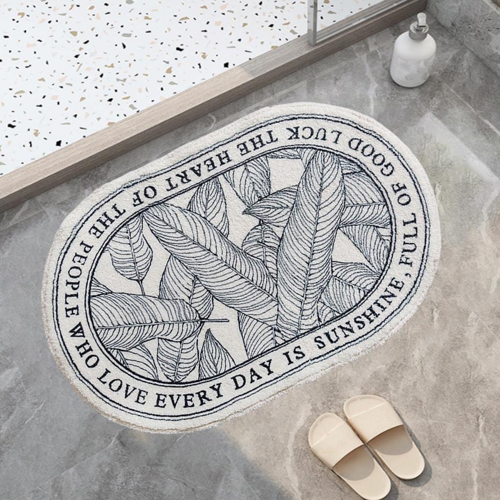 ATORSE® Bathroom Rugs Water Absorbent Floor Bath Mat Carpet Leaf Oval