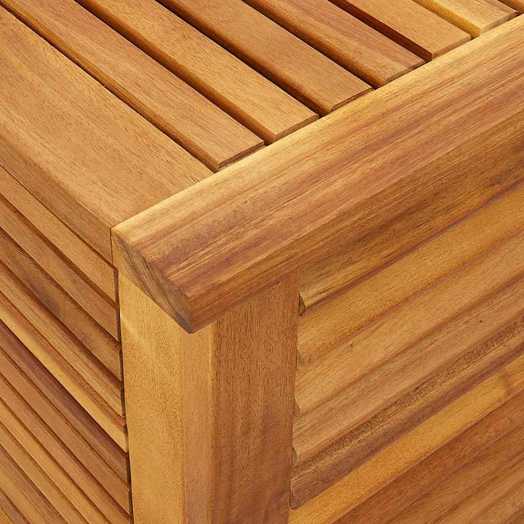 vidaXL Gartenbox mit Lüftungsschlitzen, Gartentruhe mit viel Stauraum, Auflagenbox mit wasserfester Innentasche, Beistelltisch Kissenbox, Massivholz Akazie