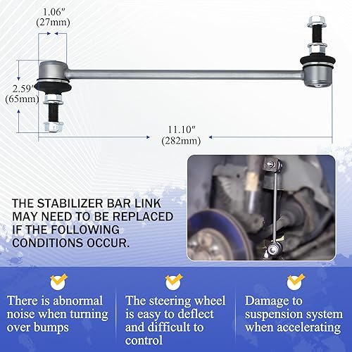 Miniatura 5 de K750098 Enlaces de barra estabilizadora delantera de aleación de zinc y níquel para Nissan Versa 2007-2019, Nissan Cube 2009-2014, Nissan Micra