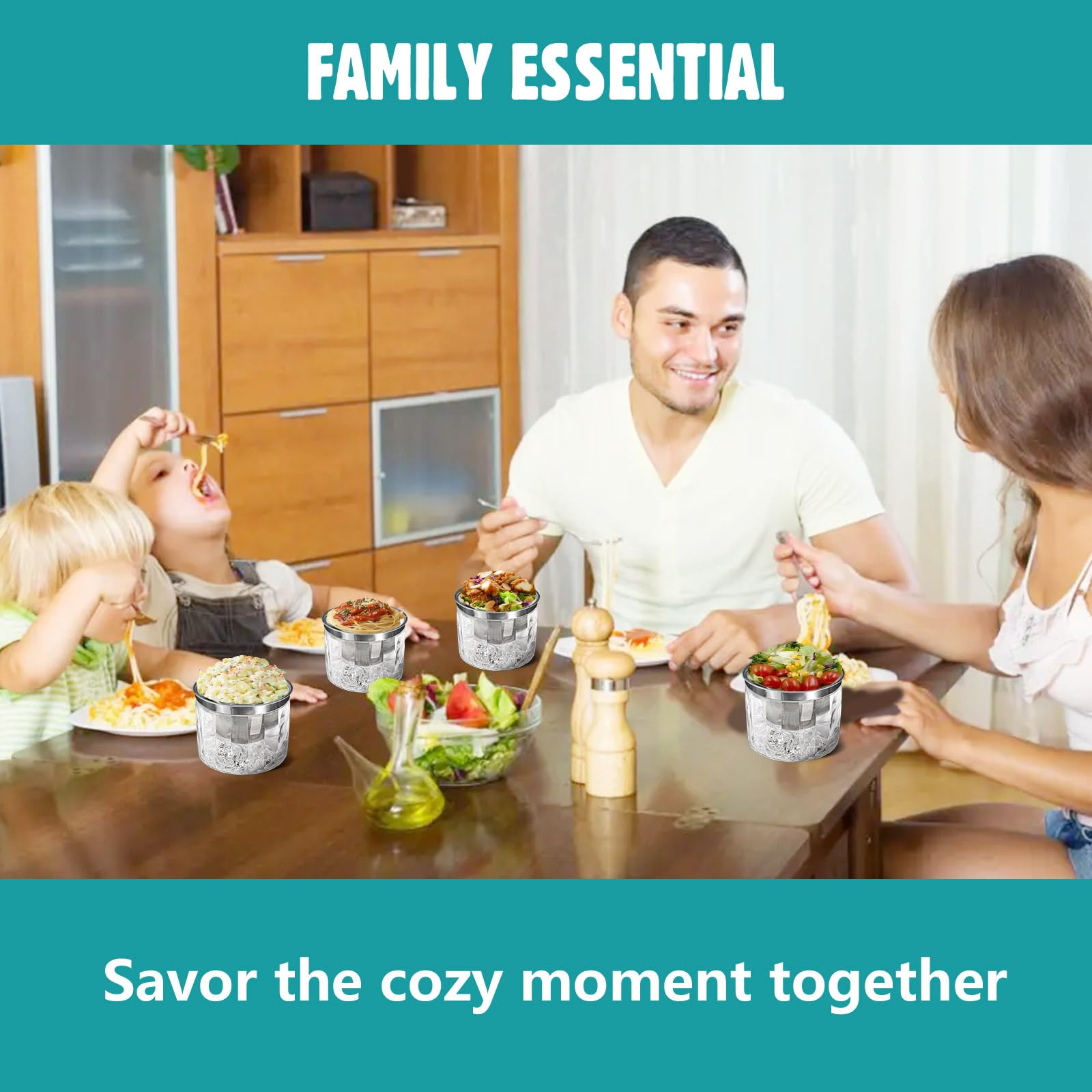 INNOVATIVE LIFE Ice Bowls for Serving Cold Food 2Pack, 25oz Dip Chiller Bowl Platters for Sauces, Salsa, Guacamole, Salad, Pasta