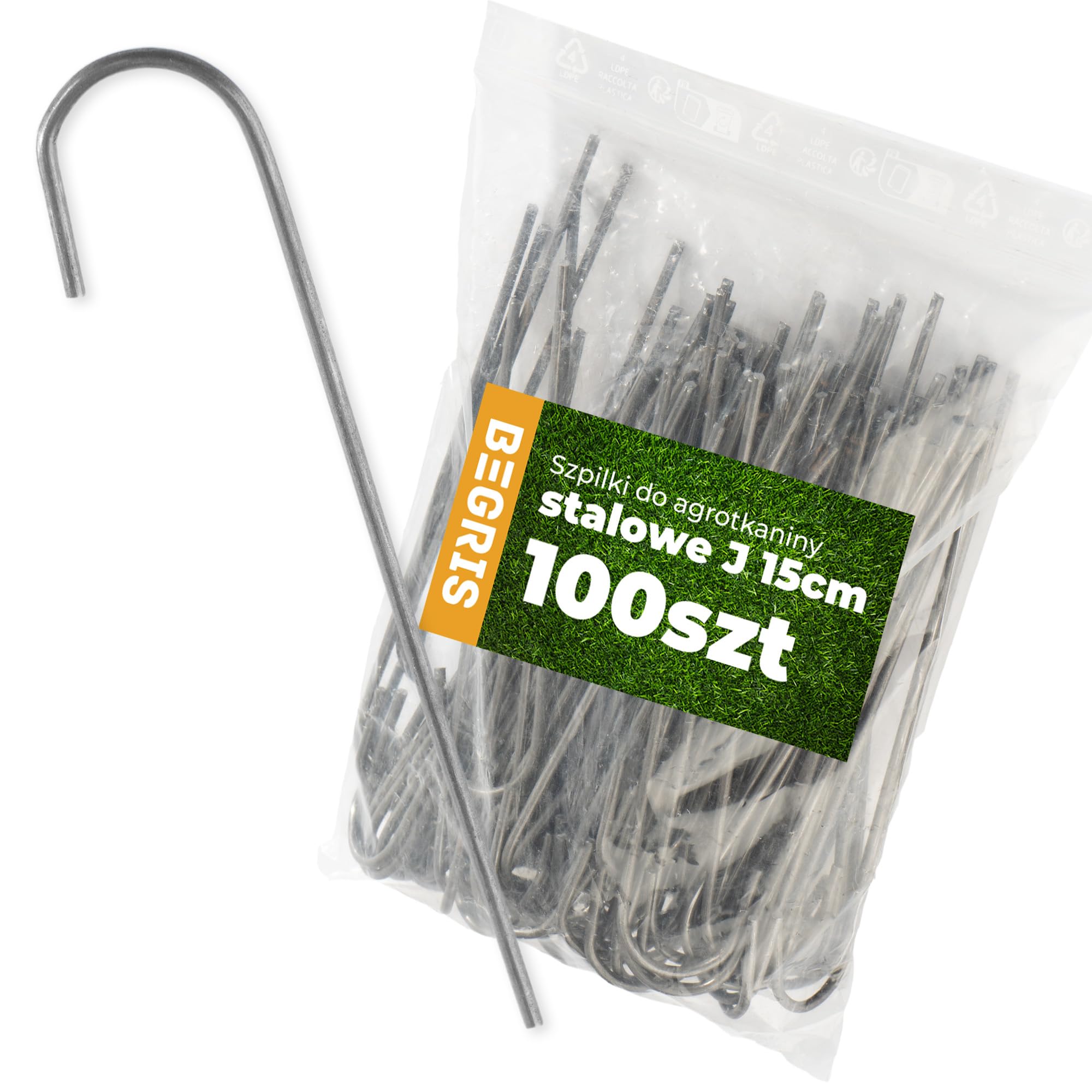 Szpilki Stalowe Do Agrotkaniny 15cm Agrowłókniny J, Kotwy Stalowe do Montażu Agrotkaniny, Geowłókniny i Innych Materiałów Ogrodniczych 100 sztuk