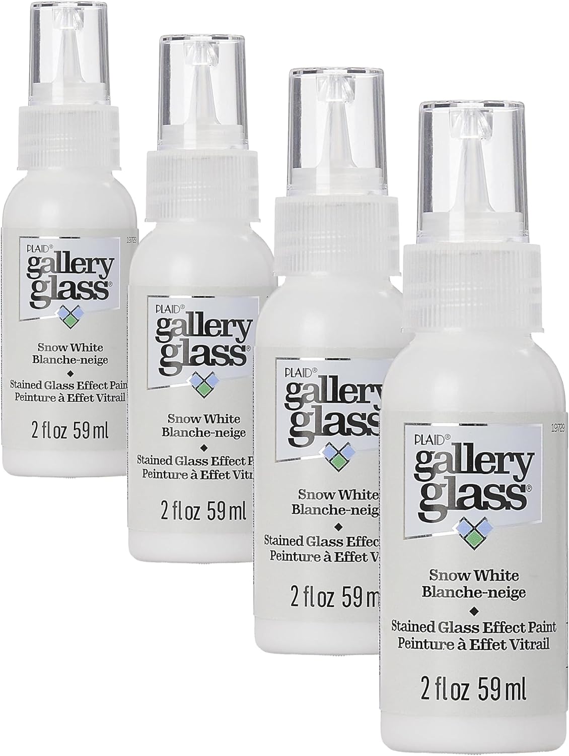 Gallery Glass Stained Glass Paint, Snow White 2 fl oz Brilliant Smooth Finish Paint, Perfect For Easy To Apply DIY Arts And Crafts, 19729 (Pack of 4)