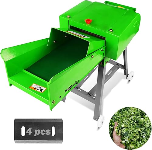 TXMACHINE Cortacésped Cortador de heno seco y húmedo de 4 cuchillas, cortador de paja, trituradora de cultivos de forraje, máquina de procesamiento