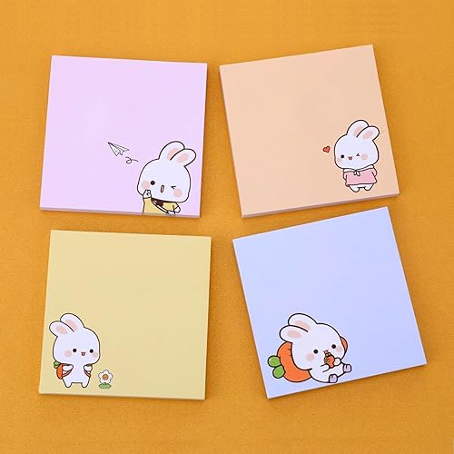Miniatura 7 de Paquete de 4 320 hojas de notas adhesivas, almohadillas autoadhesivas de animales kawaii, lindos conejos de dibujos animados, marcadores de notas