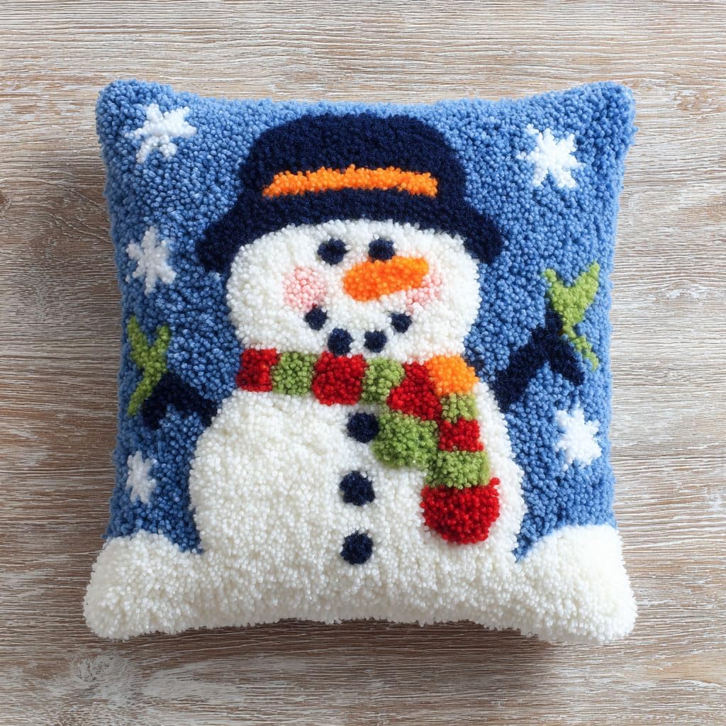 AMBATTERY Latch Hook Kits Pillow Cartoon Leaves Handmade Pillowcase DIY Embroidery Pillowcase Rug Cover Stitching Latch Hook Pillow Kit 43x43cm