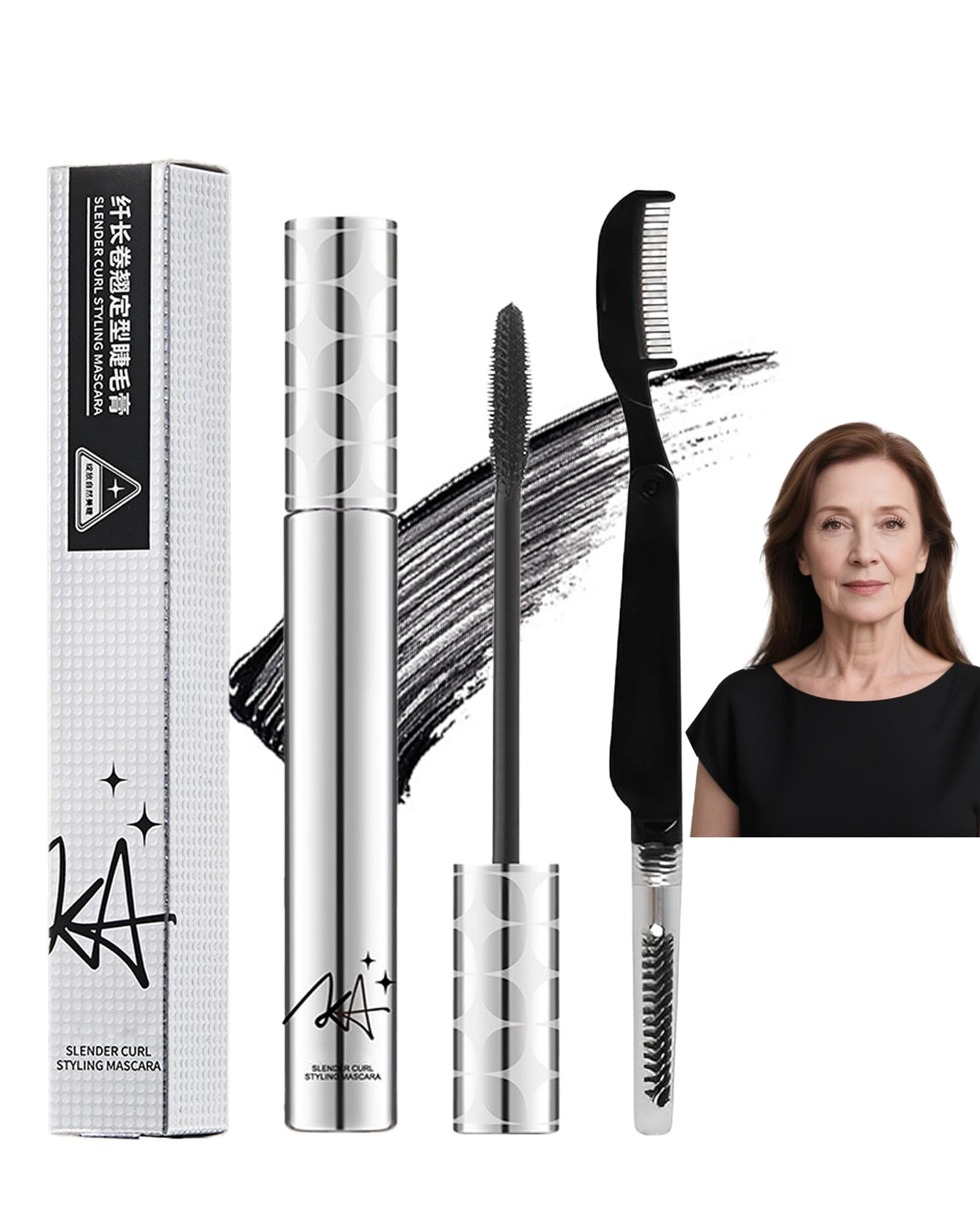 Mascara for Older Women 60 Plus,Black Prime Waterproof Lash Tubing Mascara 1Pcs Black