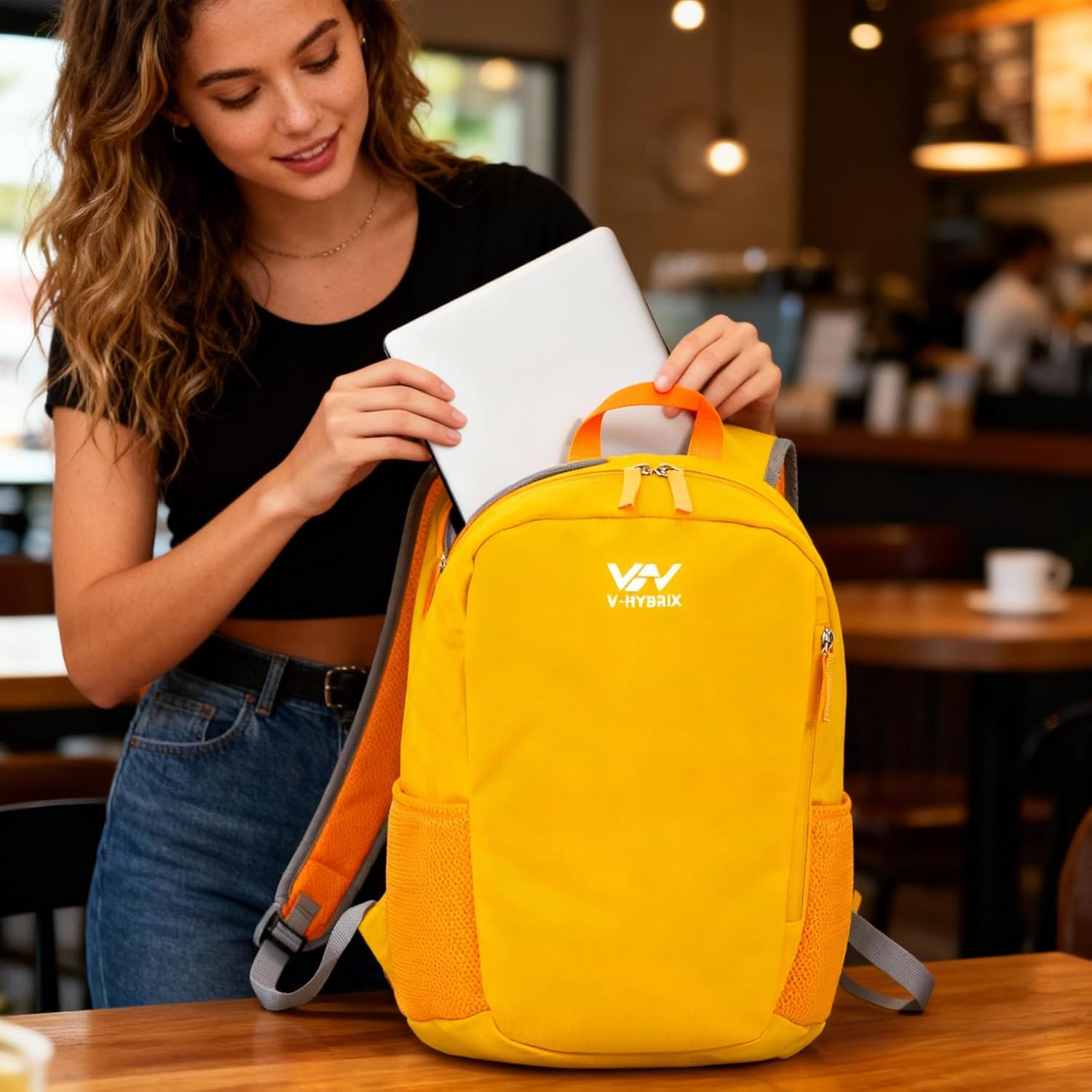 30L Commuter Backpack, Lightweight Laptop Camping Casual Daypacks, Waterproof Gym Travel School Bag Basic Backpack for Men Women-Yellow