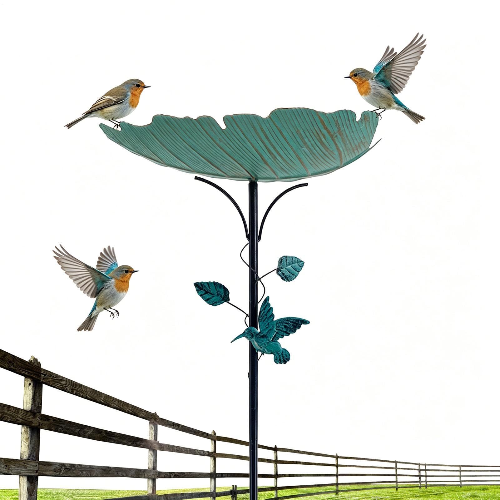 Bain d'oiseaux en métal anti-renversement pour protéger et nourrir les pinsons du jardin