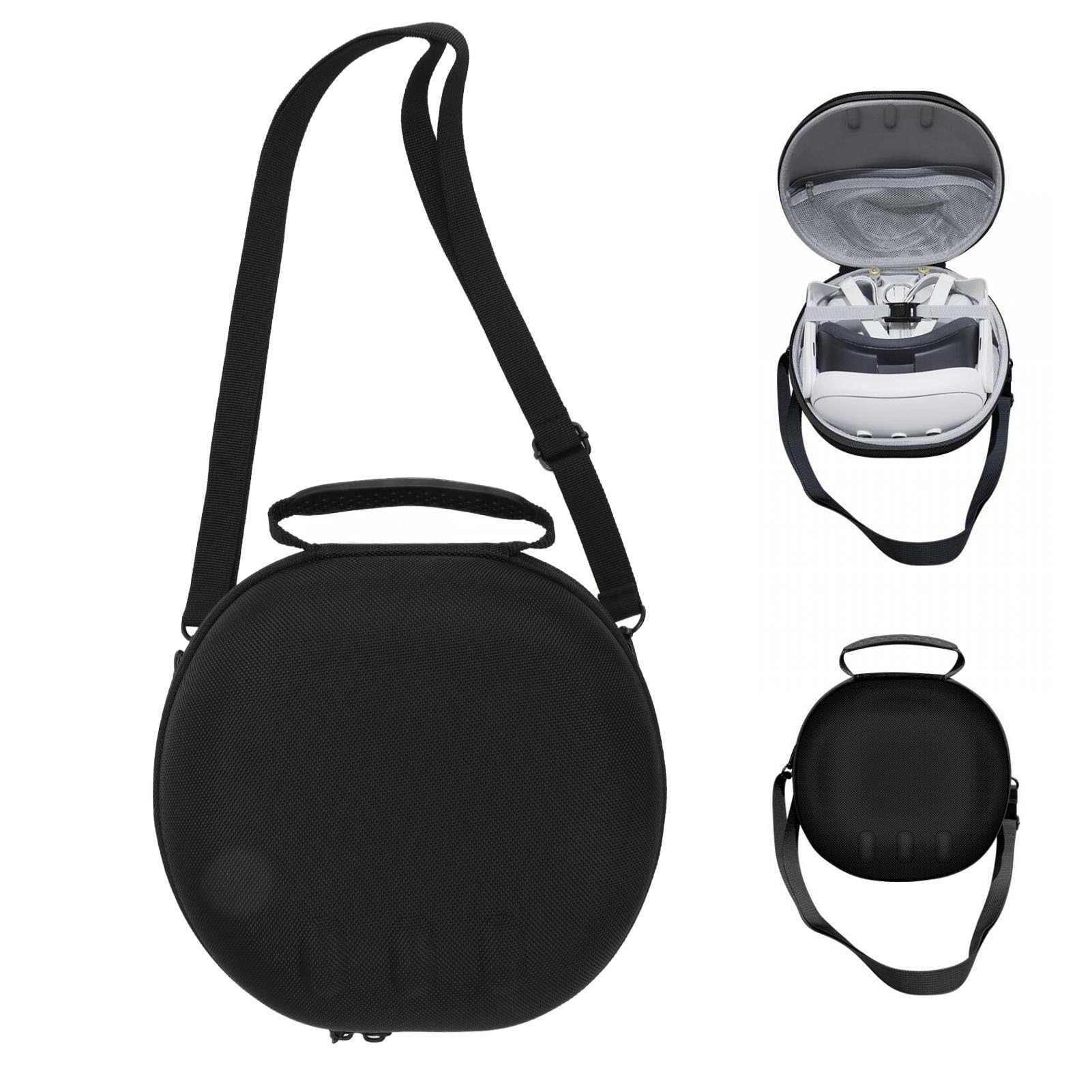 Custodia Rigida da Trasporto per Meta 3, Borsa Antiurto per Occhiali VR con Tracolla, Doppia Cerniera, Portatile, Nero