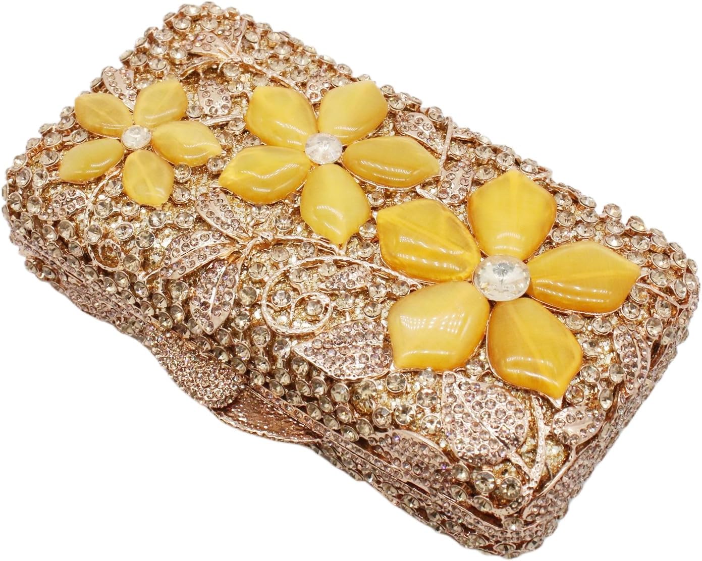 Dazzling Flower Evening Bags for Women Luxury Crystal Clutch Wedding Purse Formal Diamond Handbag for Party Prom