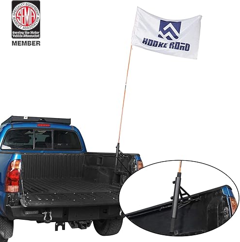 Miniatura 8 de Hooke Road Sistema de montaje de soporte de montaje en poste de bandera de riel de cama para camioneta Toyota Tacoma Tundra - Acero, textura negra