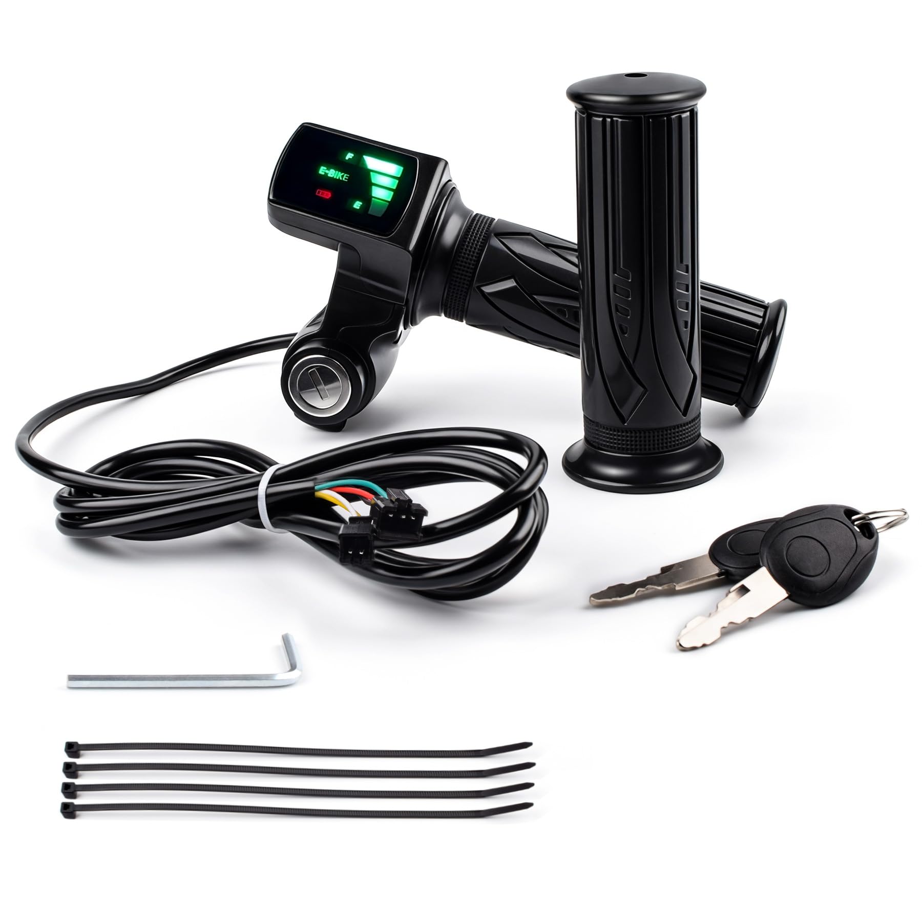 48V Ebike Full Twist Throttle,LCD Display and Key Lock, Universal Electric Bike Throttle Grip for Ridstar Q20/ Q20Lite / Q20Pro / H20 / H26 Pro / H20 Pro,Motorcycle Scooter Plug and Play