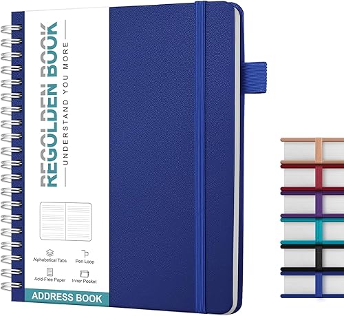 Miniatura 7 de Regolden-Book Libreta de direcciones con pestañas alfabéticas, organizador de direcciones de tapa dura para contactos de registro, agenda telefónica