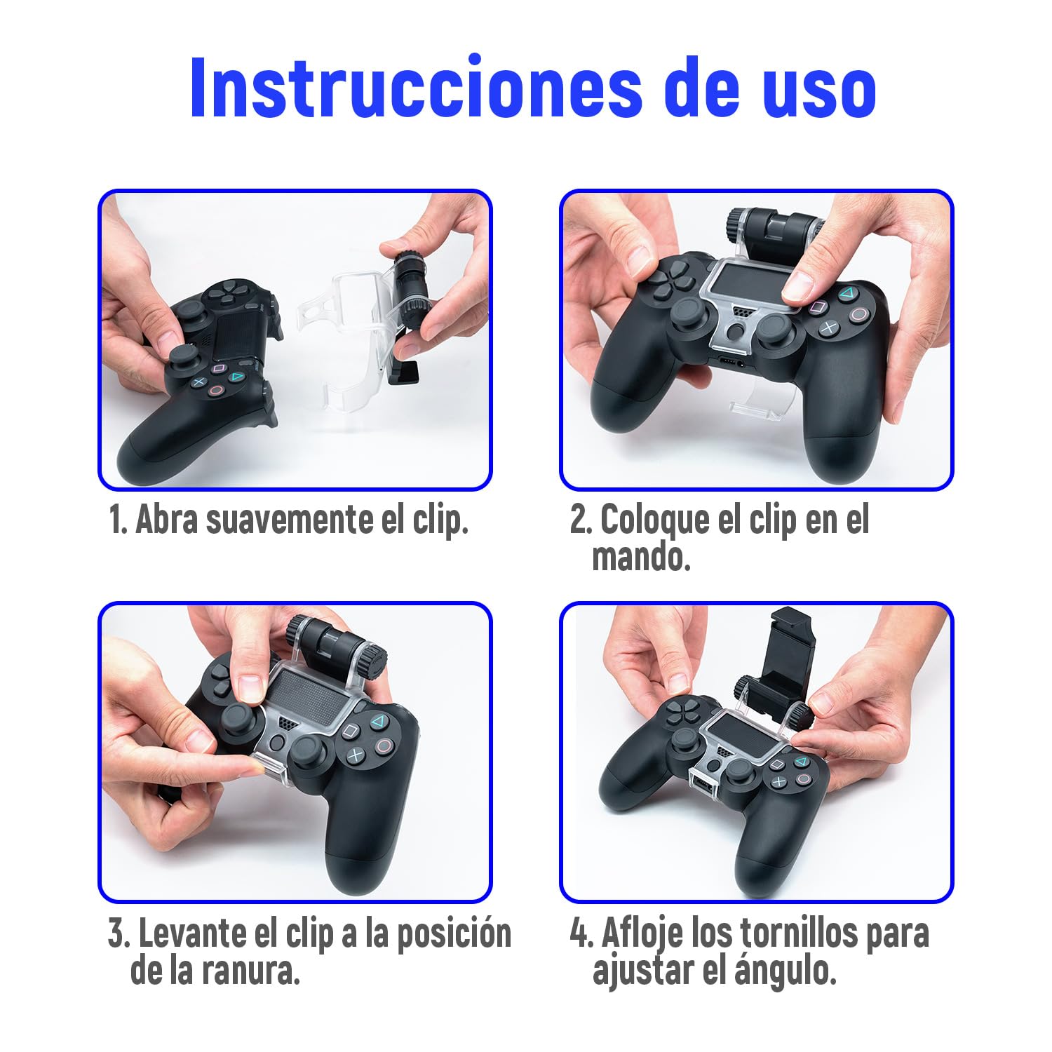 Mcbazel Smart Phone Clip Holder Mount Stand para PS4 / PS4 Slim / PS4 Pro Controller Negro