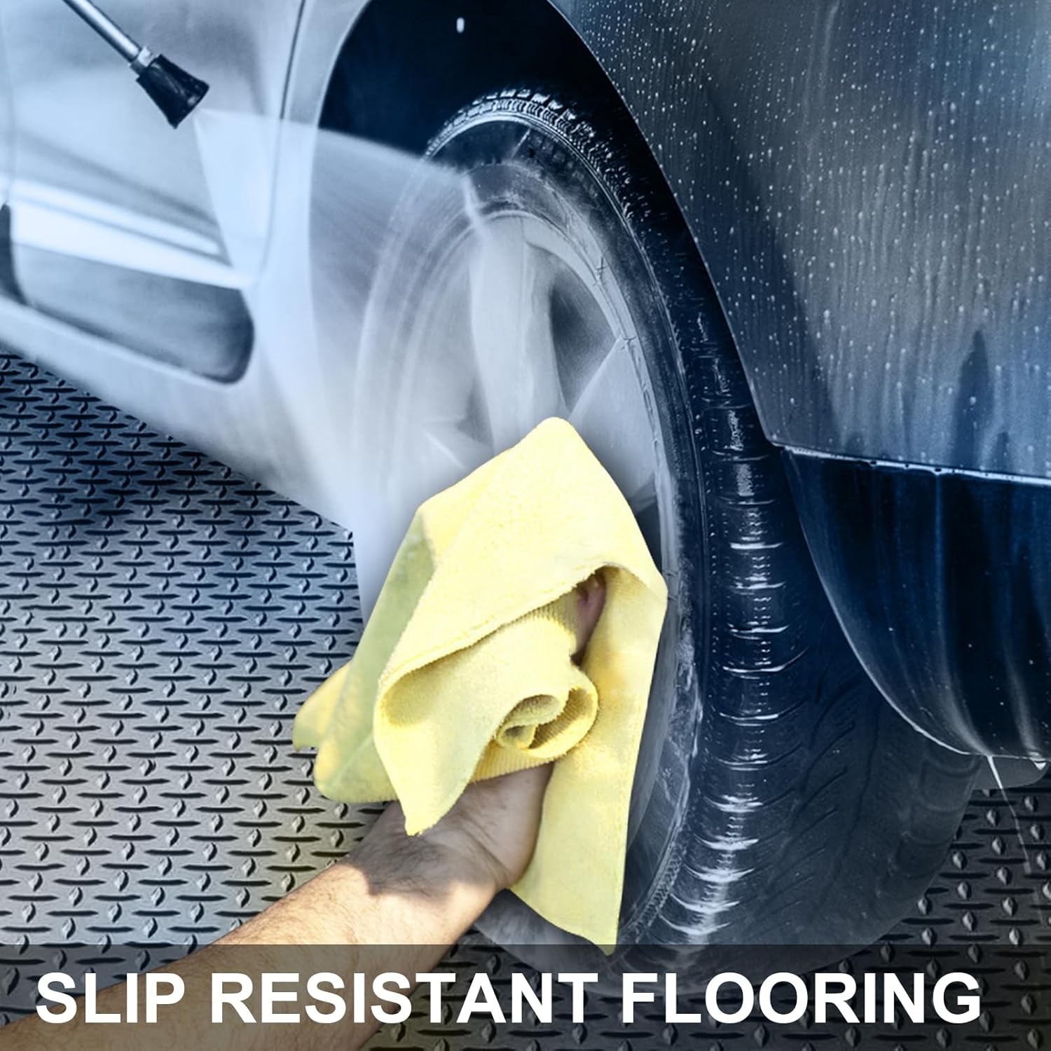 7x20ft Heavy Duty Garage Floor Mat, Thick PVC Workshop Parking Protection Mat, Anti-Slip Waterproof for Oil, Grease & Winter Salt, for Garage, Gym, Basement 1 Set