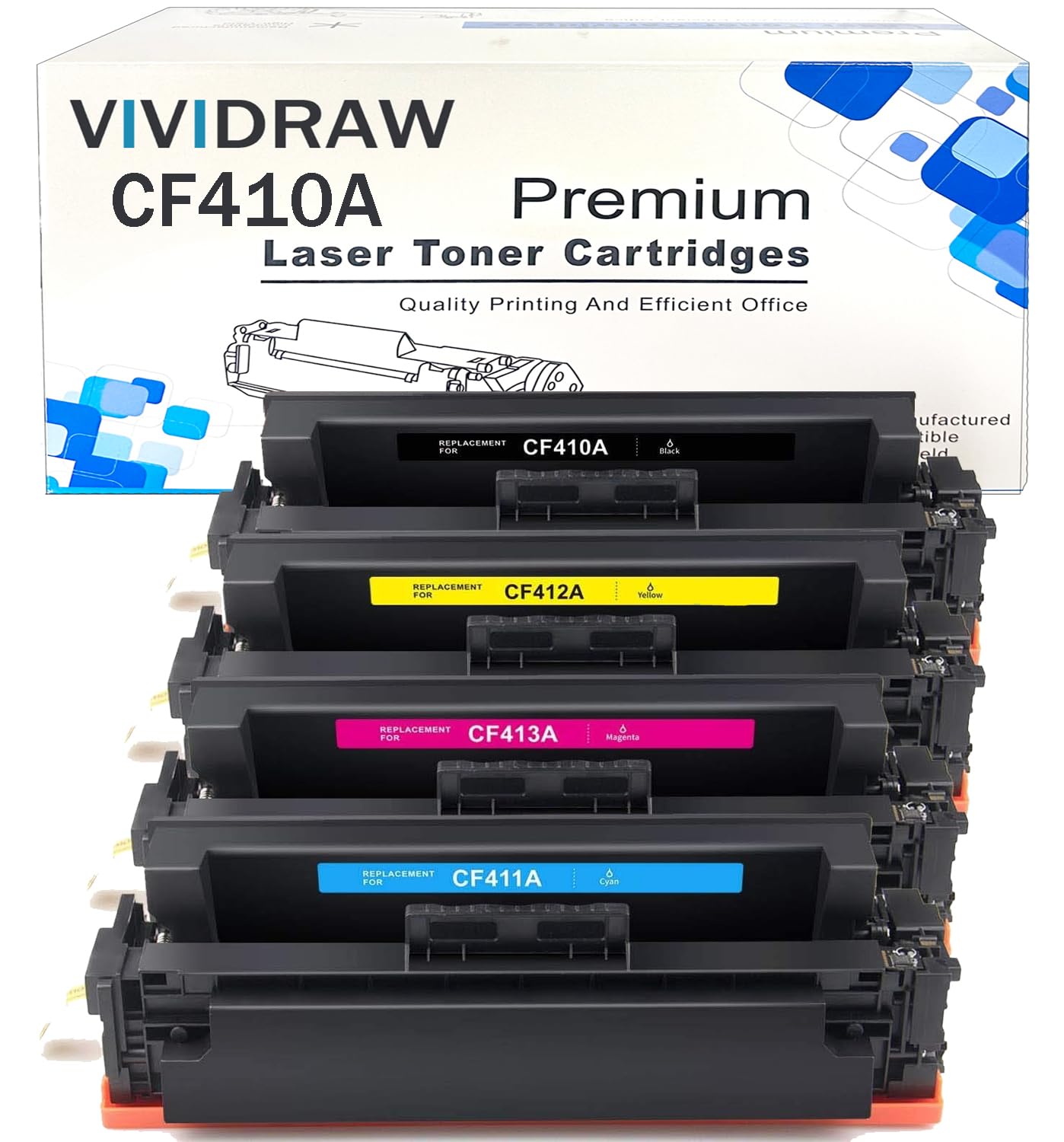 Toner Cartridge Replacement for HP 410A (CF410A CF411A CF412A CF413A)-Compatible with HP Color LaserJet Pro MFP M452dn/M452dw/M452nw&M477fdw/M477fnw/M477fdn/M377dw-High Yield, Premium Quality