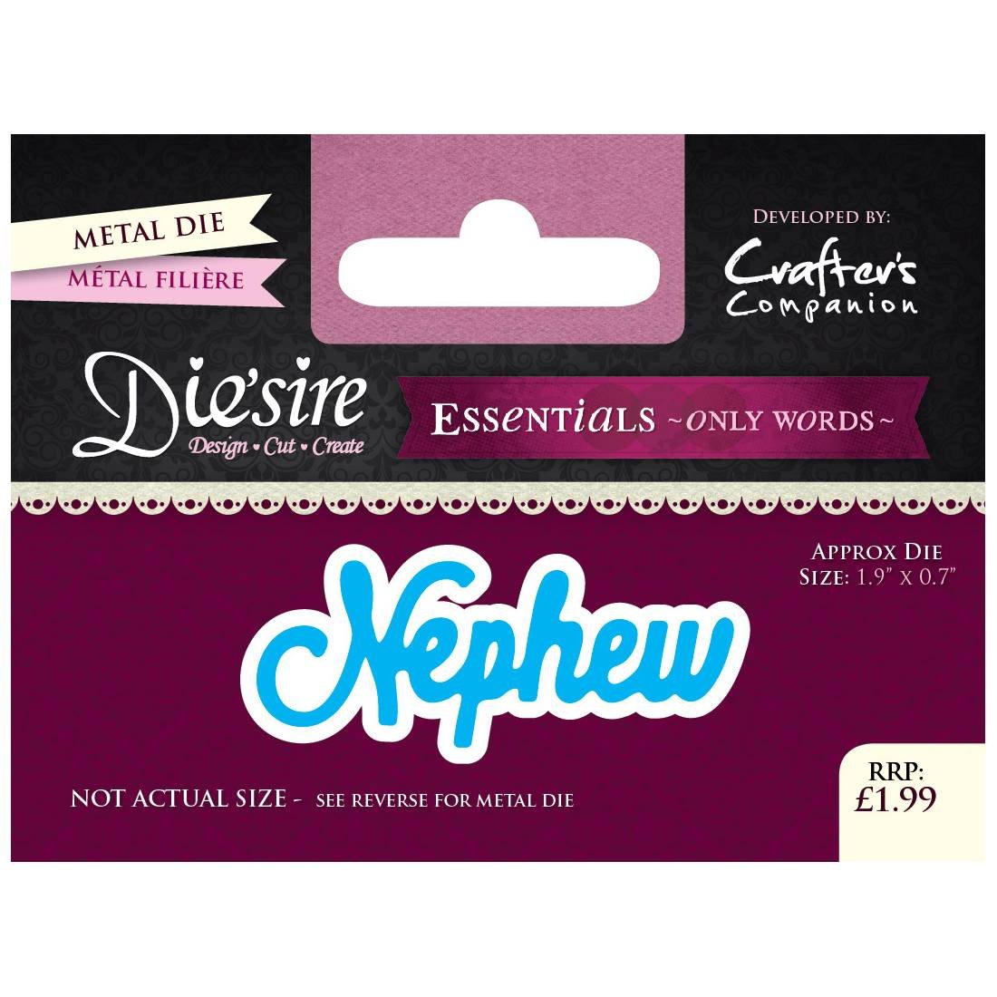 Crafter's Companion "Nephew" Diesire Essentials Only Words, Purple