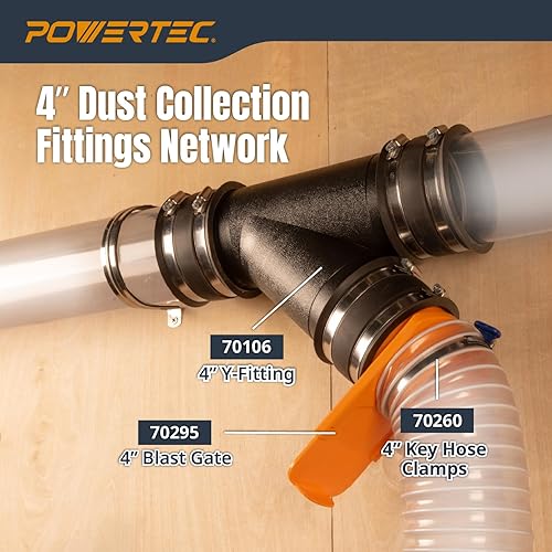 Miniatura 17 de POWERTEC 70183 4" 45 grados codo - ABS plástico polvo colector conector (negro)