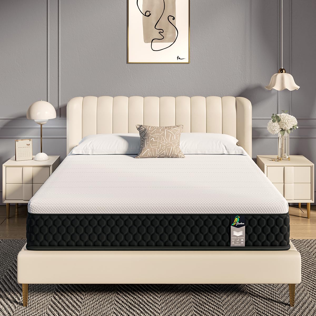 Full Size Mattress, 10 Inch Innerspring Hybrid Mattress in a Box with Memory Foam for Back Pain Relief, Medium Firm Matress with Motion Isolation & Strong Edge Support