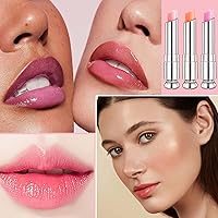 Vista 7 de Juego de 3 bálsamos labiales que cambian de color, lápiz labial mágico de gelatina, bálsamo labial tintado con brillo labial de cristal, hidratante
