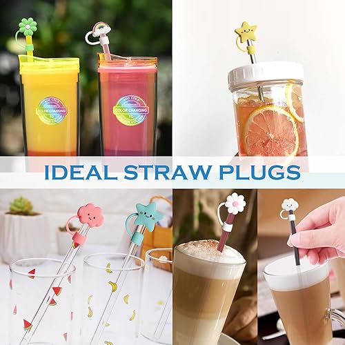 Miniatura 6 de 10 fundas para popotes de 0.394 in, compatibles con Stanley de 30 y 40 onzas con asa, puntas de popote de silicona reutilizables, protectores de