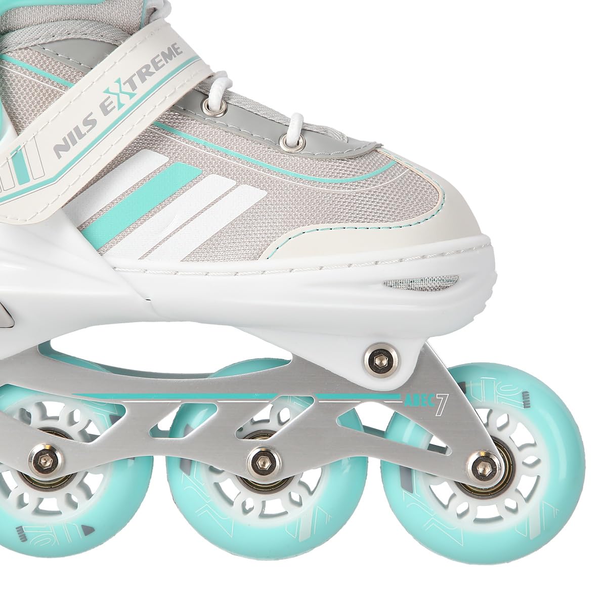 Nils Extreme Pattini in linea 2 in 1 per bambini e adulti, pattini in linea con cuscinetti ACEB7, pattini da ghiaccio per bambini, regolabili 34-38, colore bianco e blu, NH18191