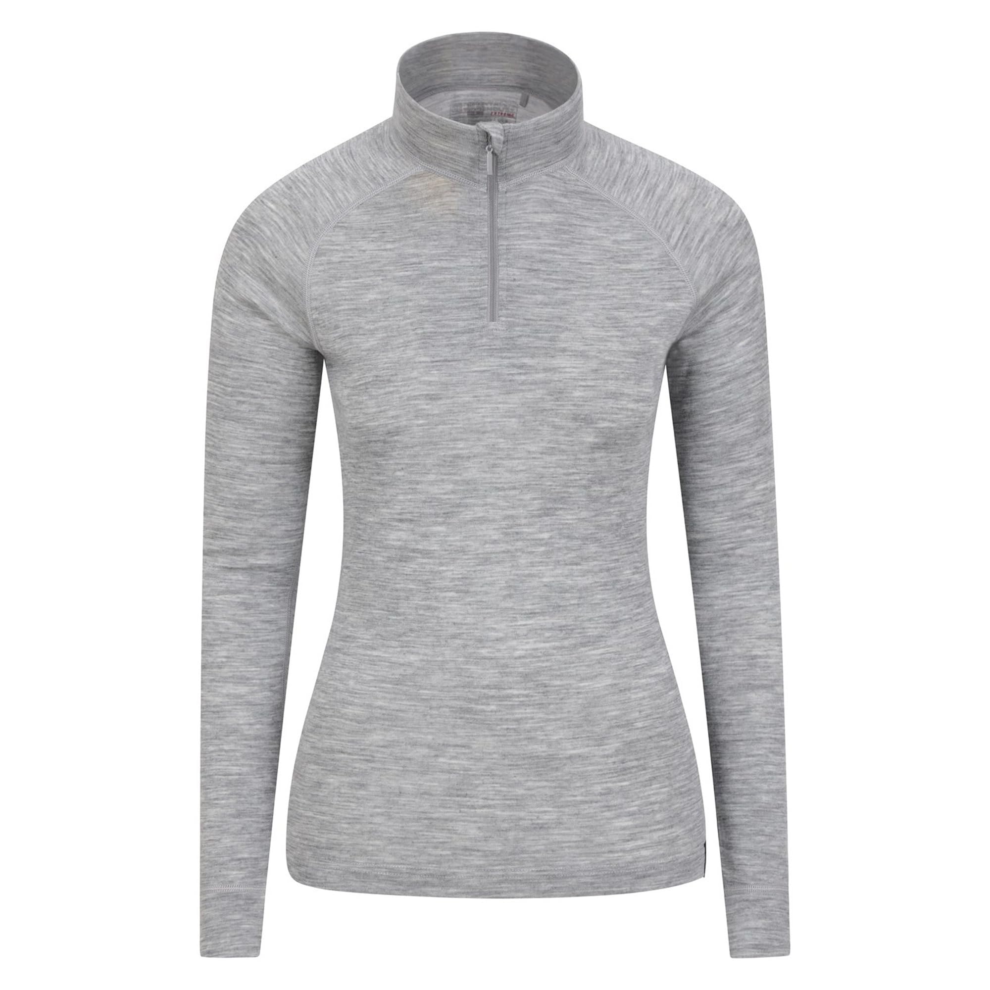 Merino Womens Zip-Neck Thermal Top II - Grey