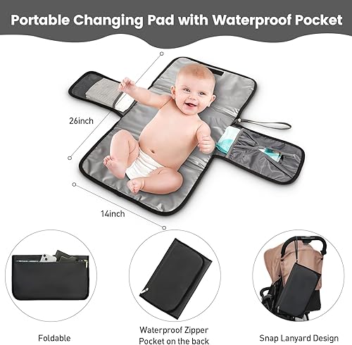 Miniatura 5 de LOVEVOOK Mochila para pañales, bolsa de bebé acolchada para mamá y papá, mochila de viaje de gran capacidad con cambiador, Gris oscuro, Moda