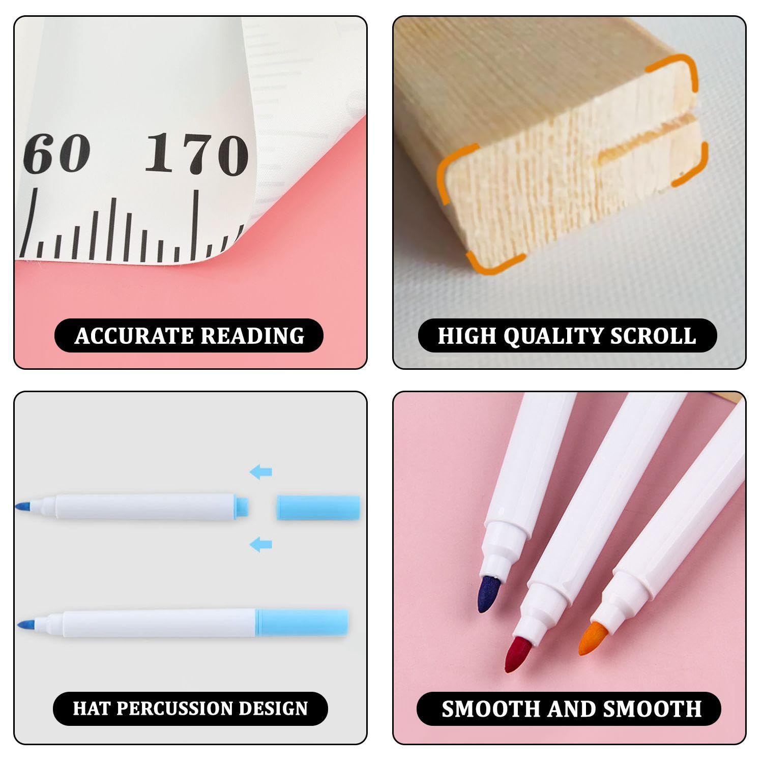 1 Piece of Children's Height Chart, 8 Color Paintbrushes, Canvas Height Ruler, Children's Height Measuring Device - Image 3