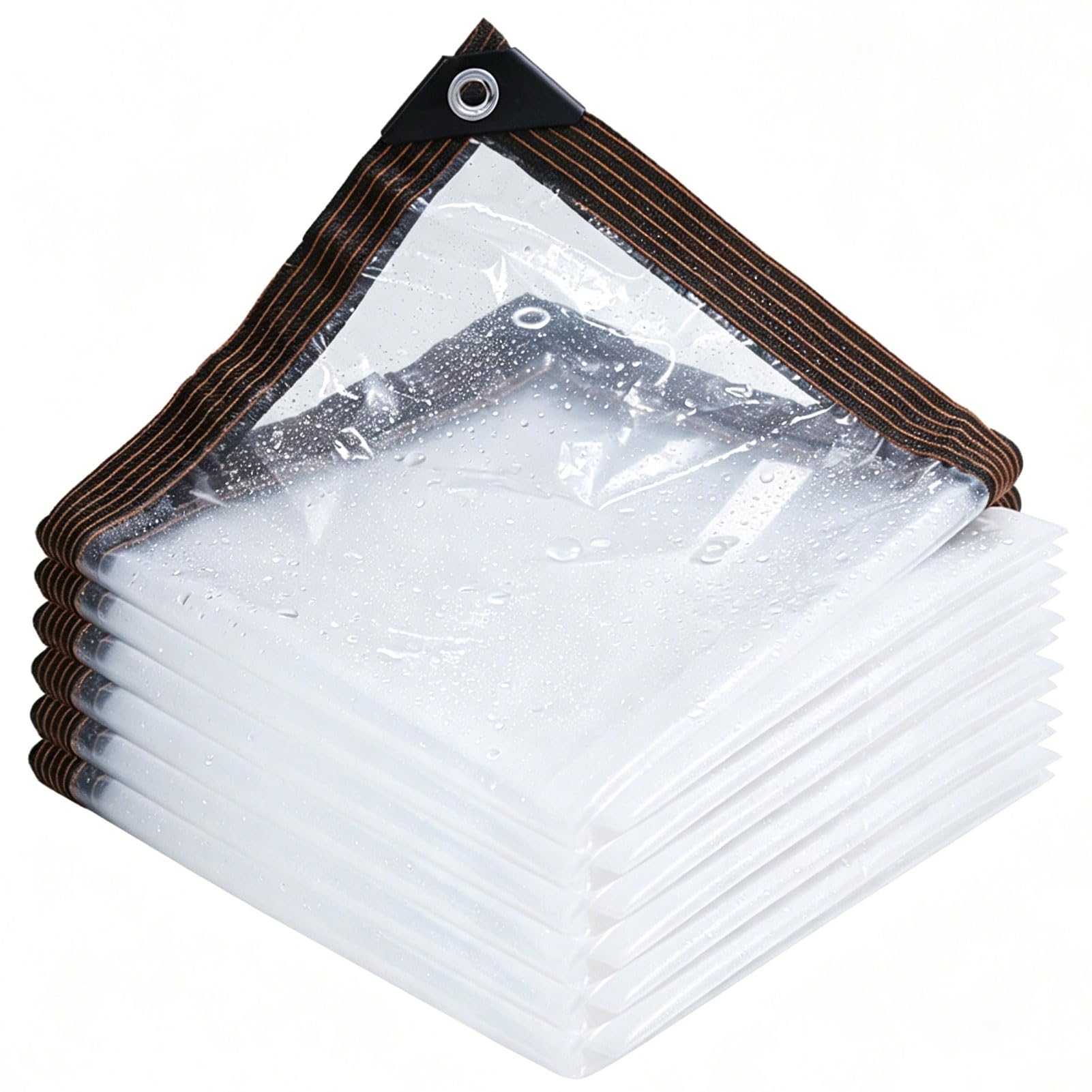 Transparent Tarp with Grommets, Clear Tarp for Patio and Porch, Uv Resistant Clear Tarpaulin, Clear Tarp Waterproof Cover Sheet Outdoor Garden Cover (1x1m)