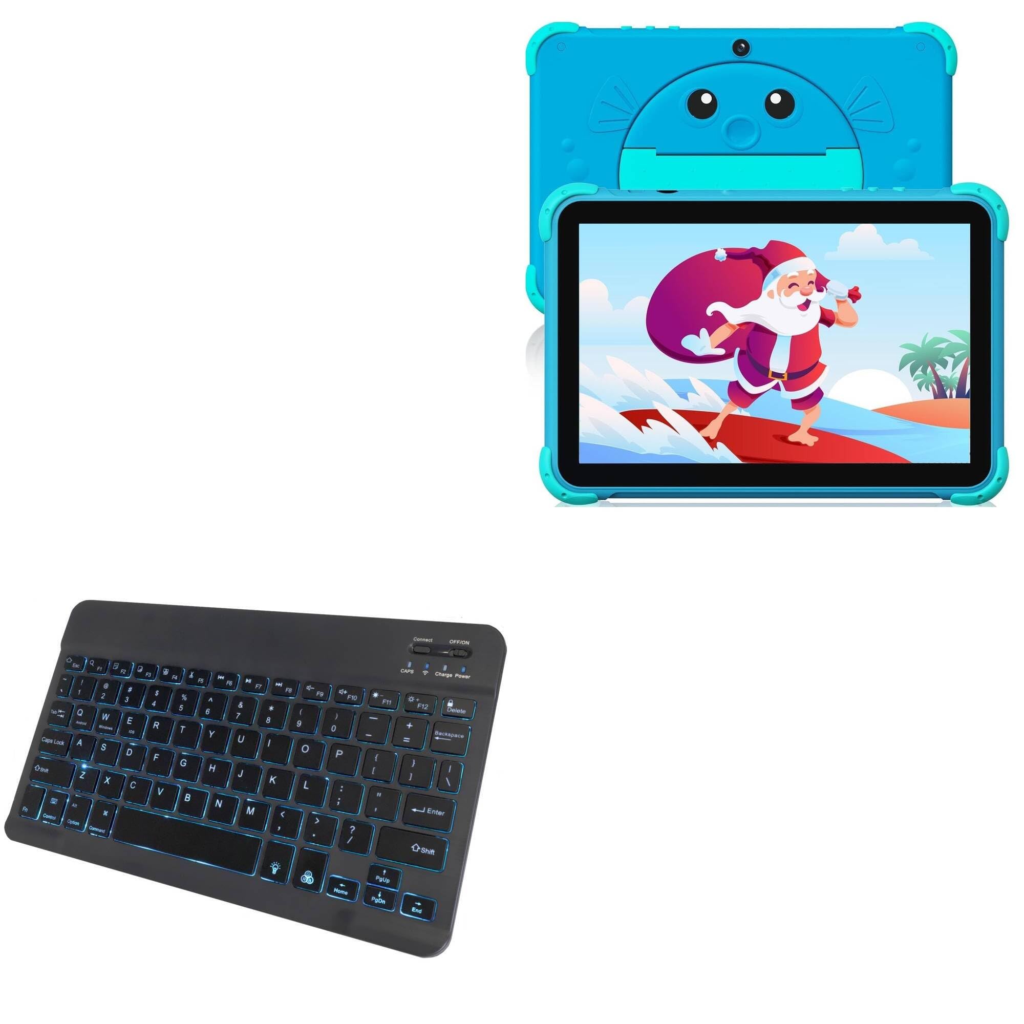 BoxWave Keyboard Compatible with YINOCHE Y101 Kids Tablet (10.1 in) - SlimKeys Bluetooth Keyboard - with Backlight, Portable Slim LED 7 Colors - Jet Black