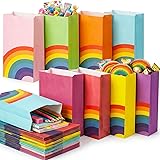 LovesTown 36 Pack Party Favor Bags, 4.8 x 3 x 8.7 Inch Rainbow Paper Bags 8 Colors, for Kids Birthdays Baby Showers, Back to School