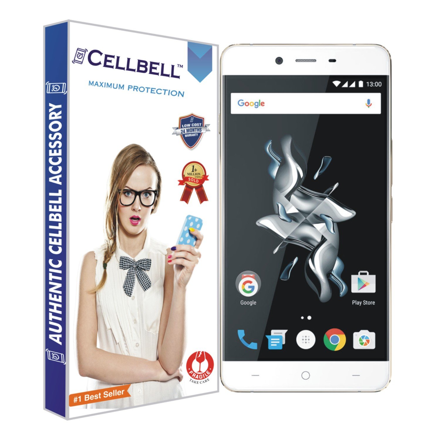 CELLBELL Shatterproof, Glossy-Finish Screen Protector for One Plus X - Transparent