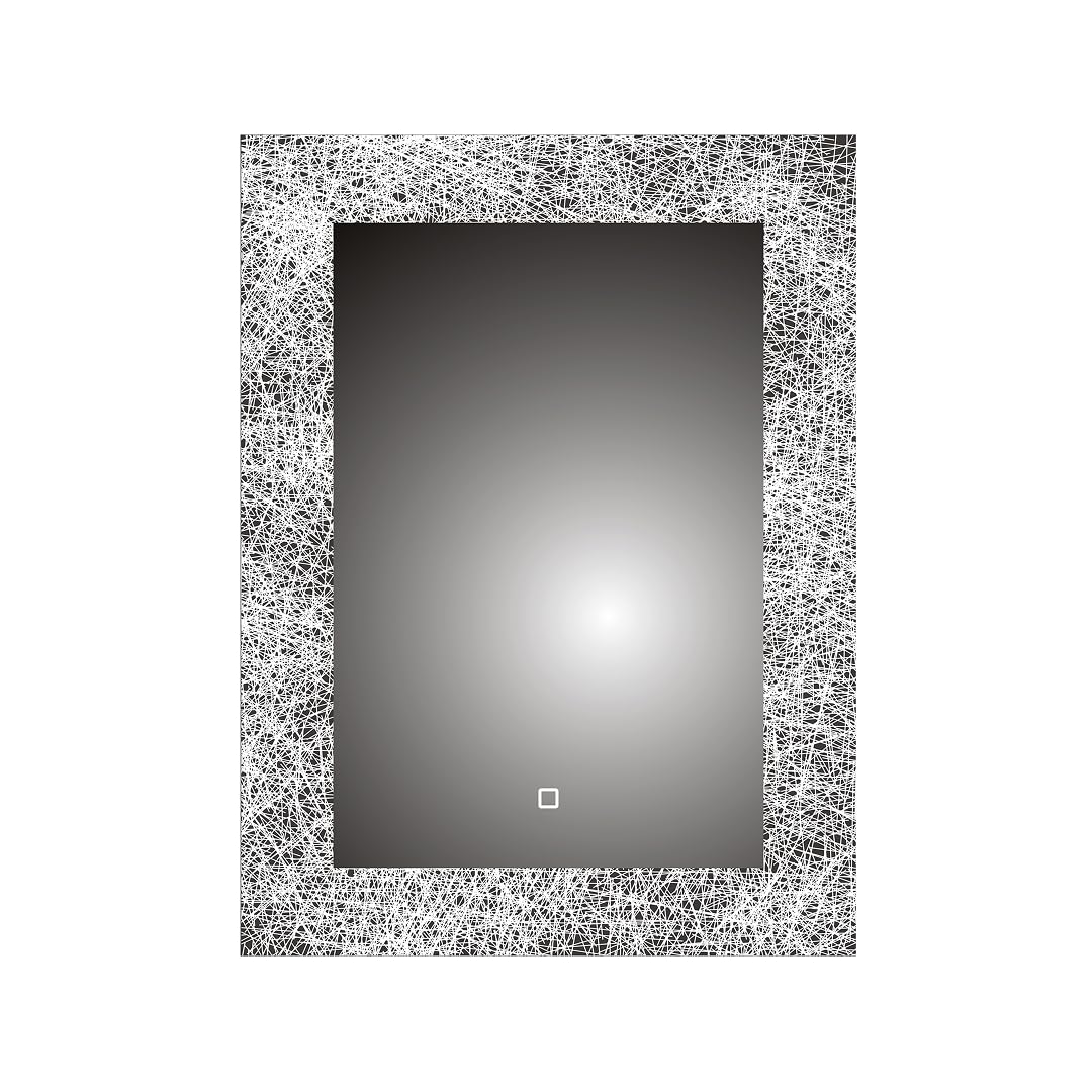 Ibathuk Mirror Solstice Wall Mounted Rectangular Led Bathroom Modern Touch Switch Design With Demister, Copper-Free Silver In White, 500 X 700Mm