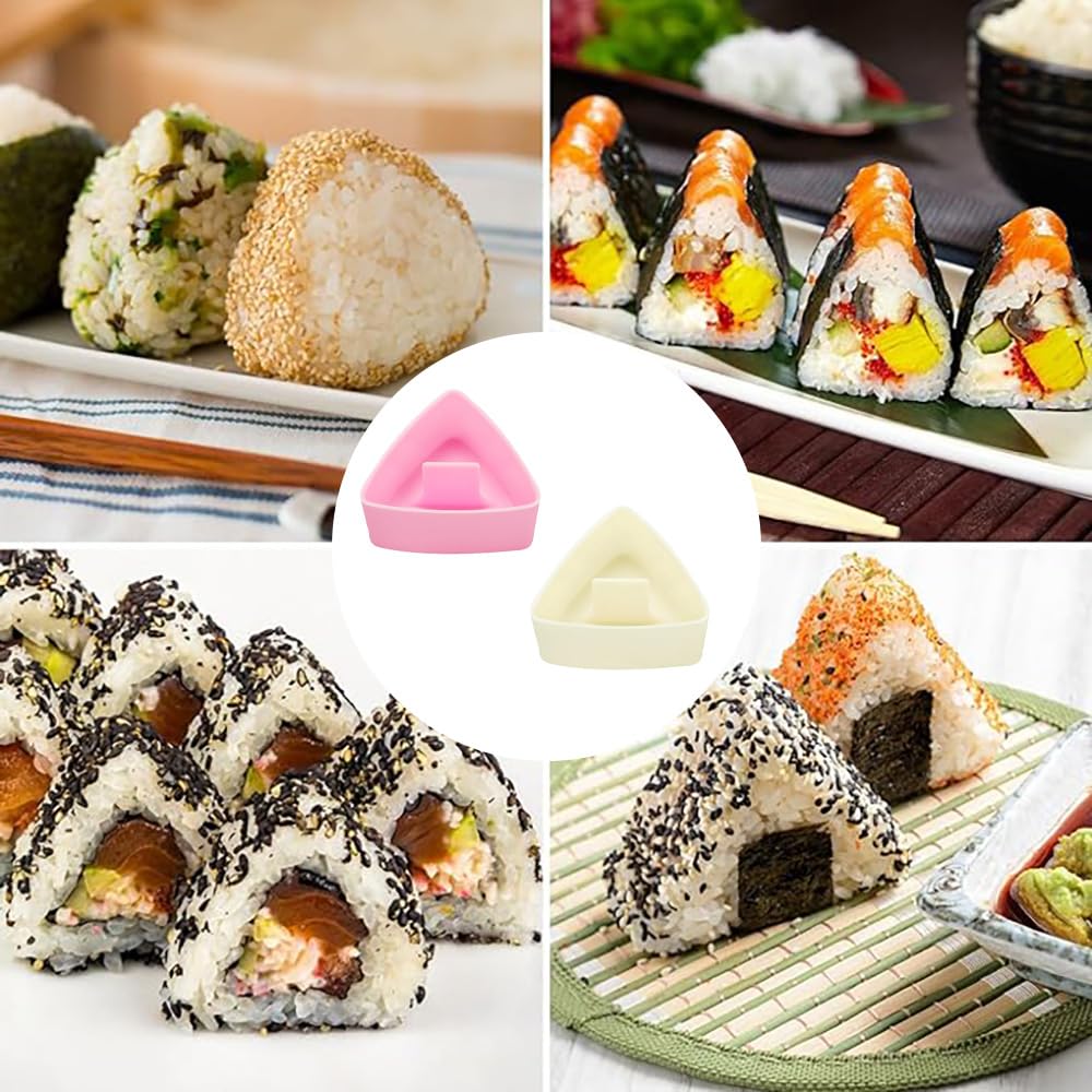 Stampo per onigiri, stampo per onigiri per sushi, stampo per palline di riso triangolare per sushi stampo per sushi in acciaio inossidabile per onigiri e cucchiaio per riso set per la preparazione