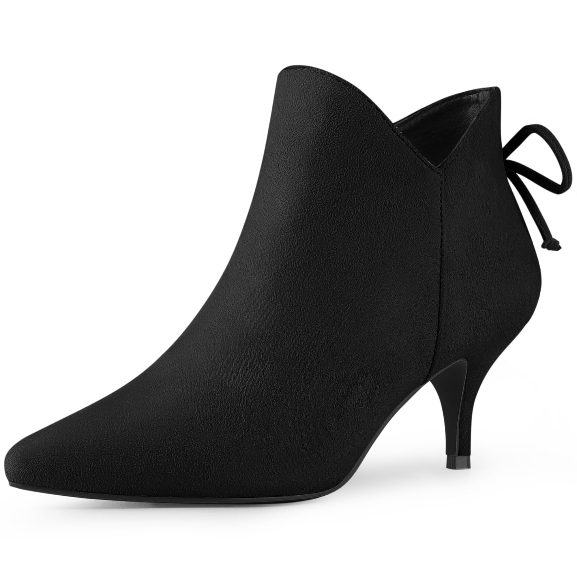 Perphy Pointed Toe Bow Kitten Heel Ankle Booties for Women