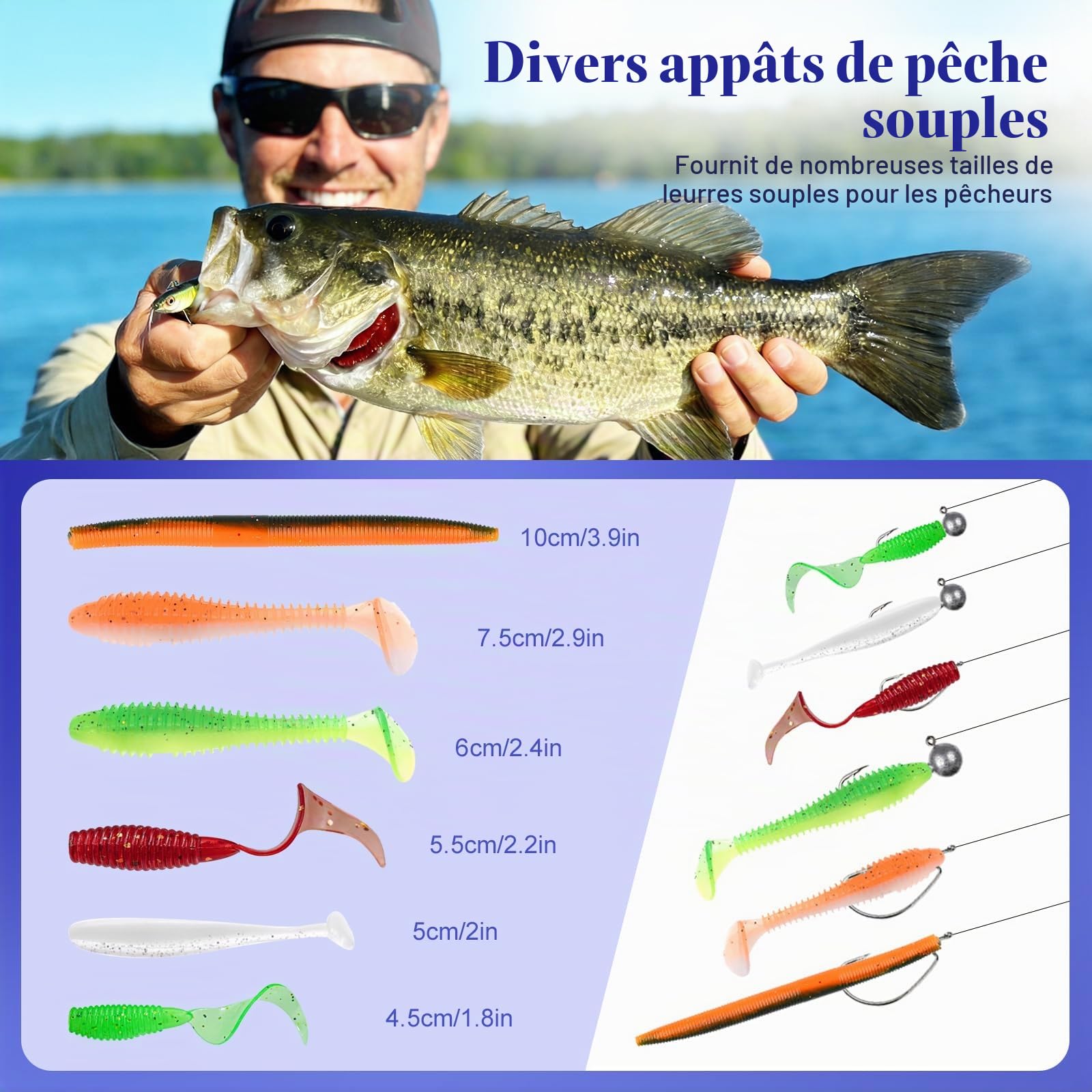 Cadeaux de pêche pour pêcheurs, boîte surprise avec poissons en caoutchouc, leurres et accessoires de pêche, sac miracle de pêche, coffret cadeau polyvalent pour les pêcheurs